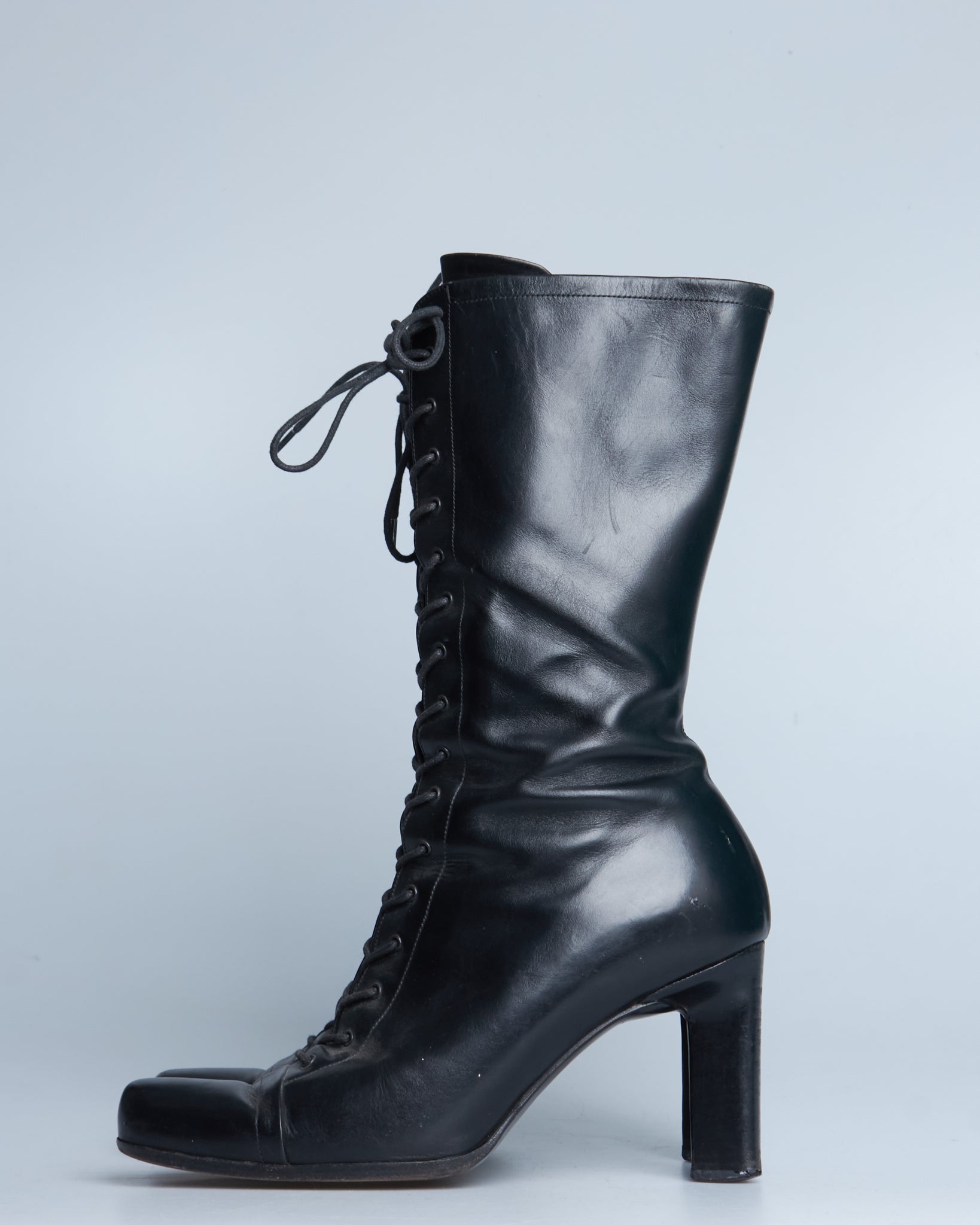 Prada lace-up leather boots