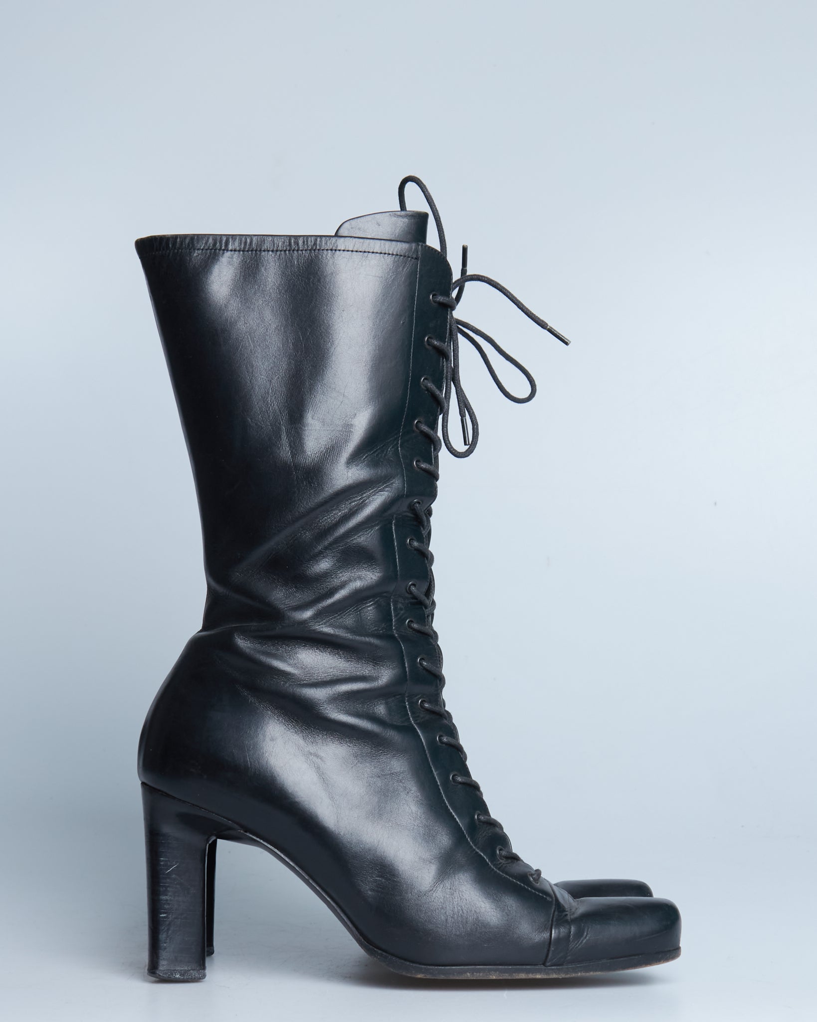 Prada lace-up leather boots