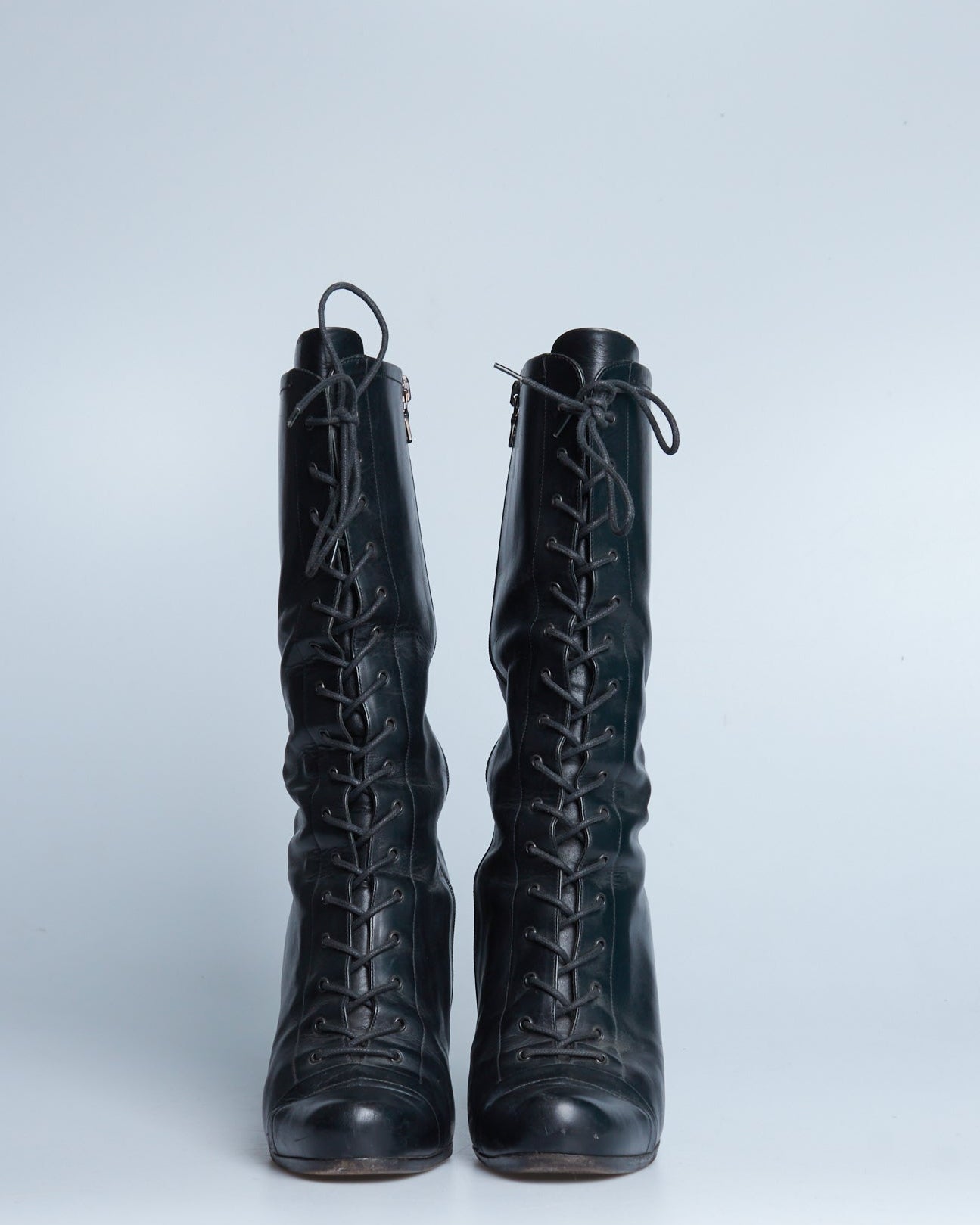 Prada lace-up leather boots