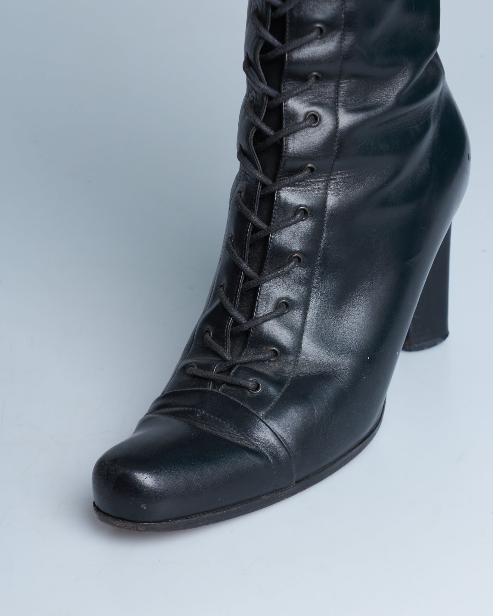 Prada lace-up leather boots