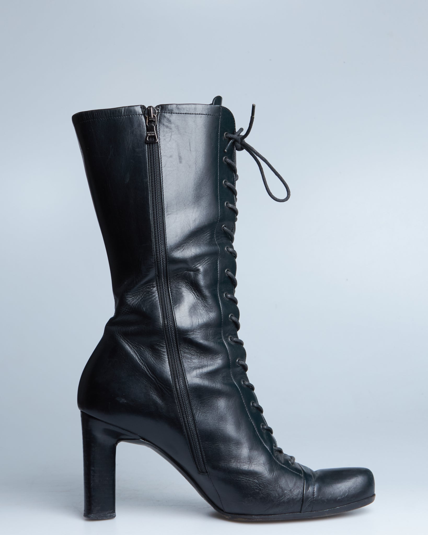 Prada lace-up leather boots