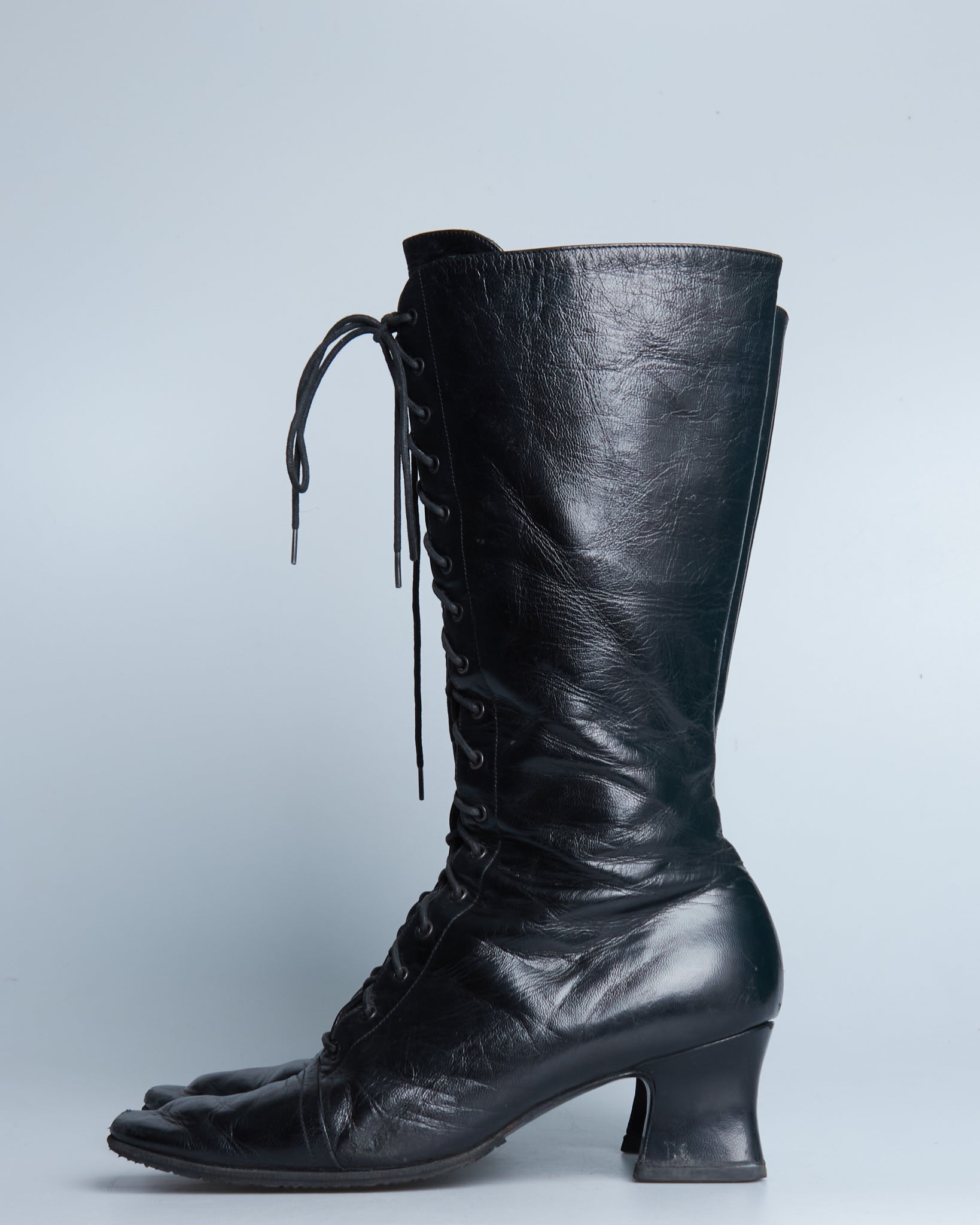 Prada lace-up leather boots