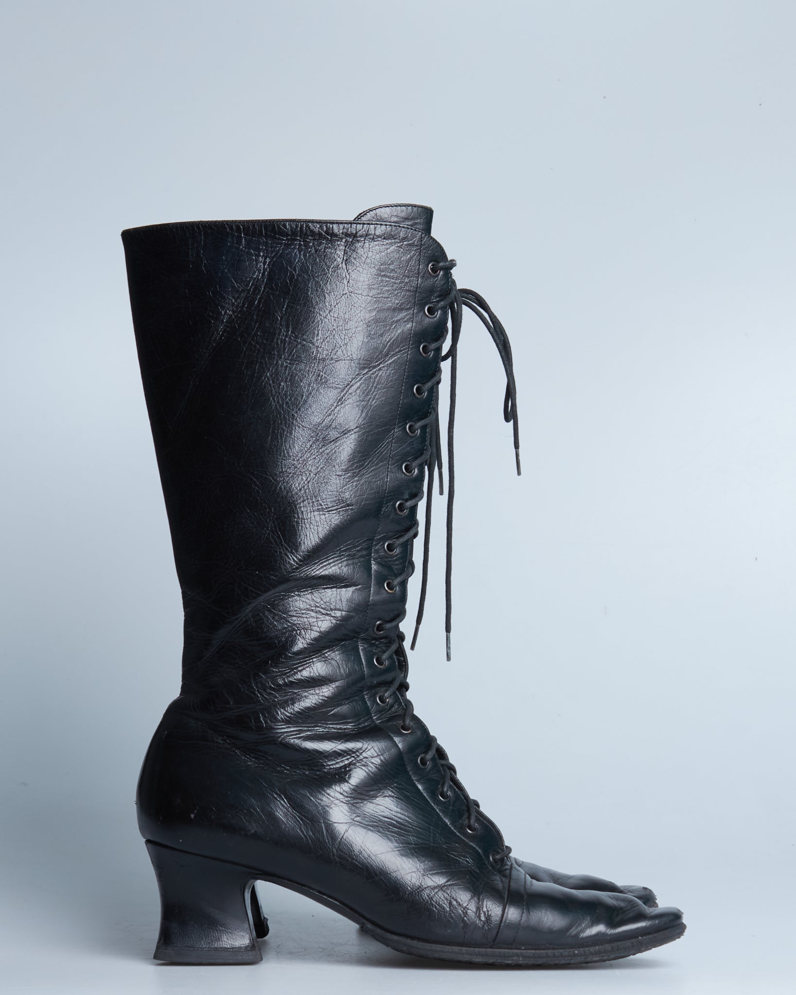 Prada lace-up leather boots