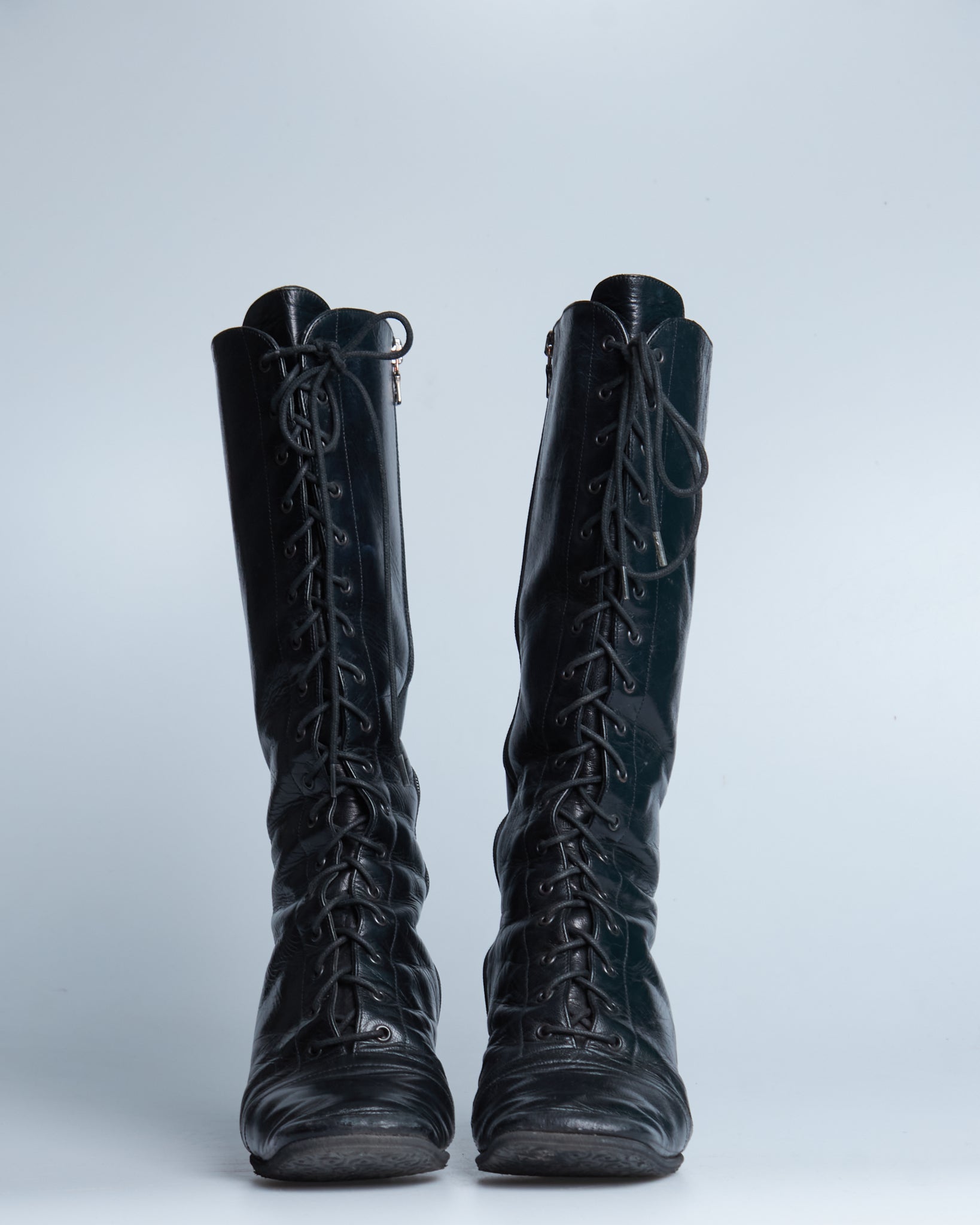 Prada lace-up leather boots