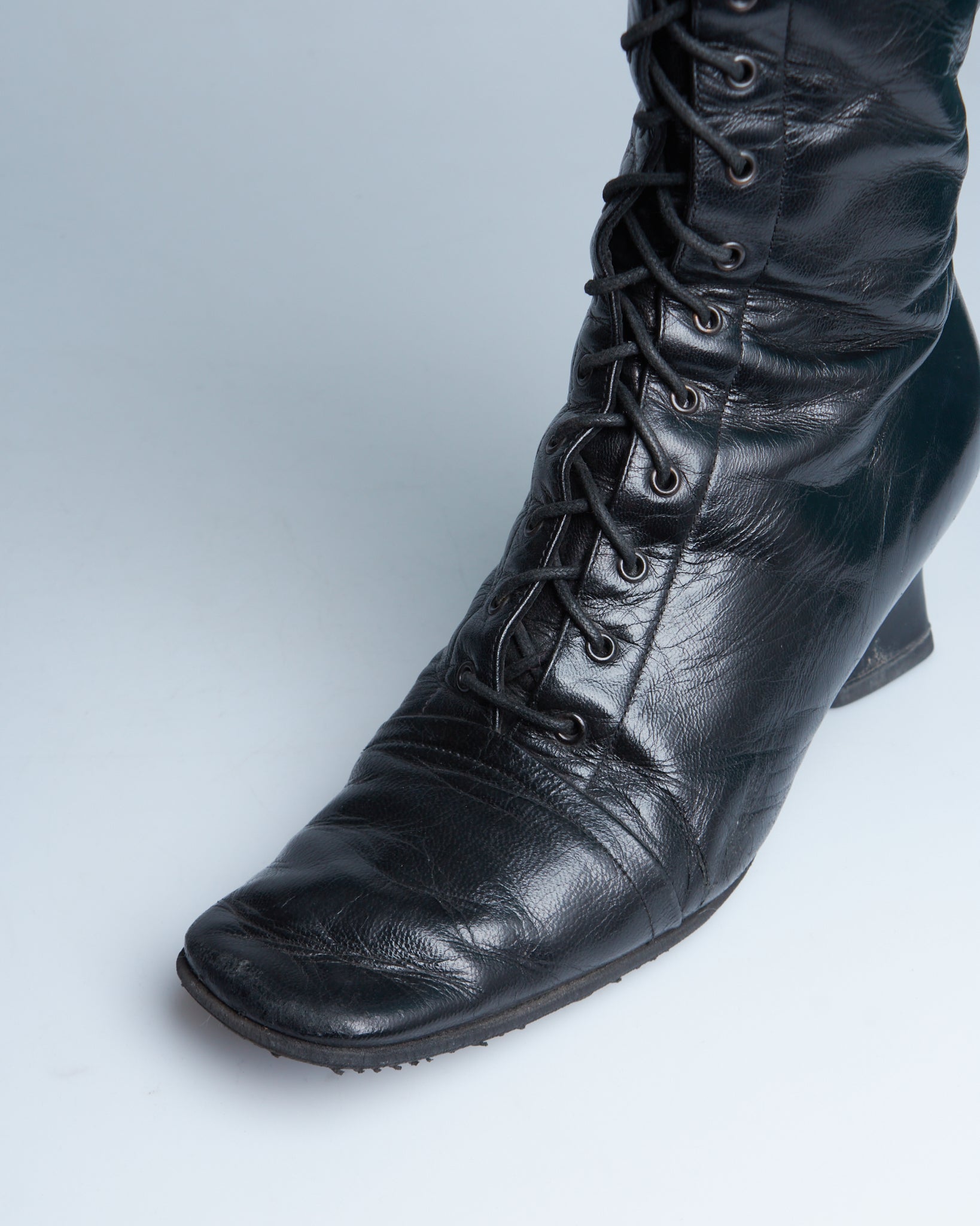 Prada lace-up leather boots