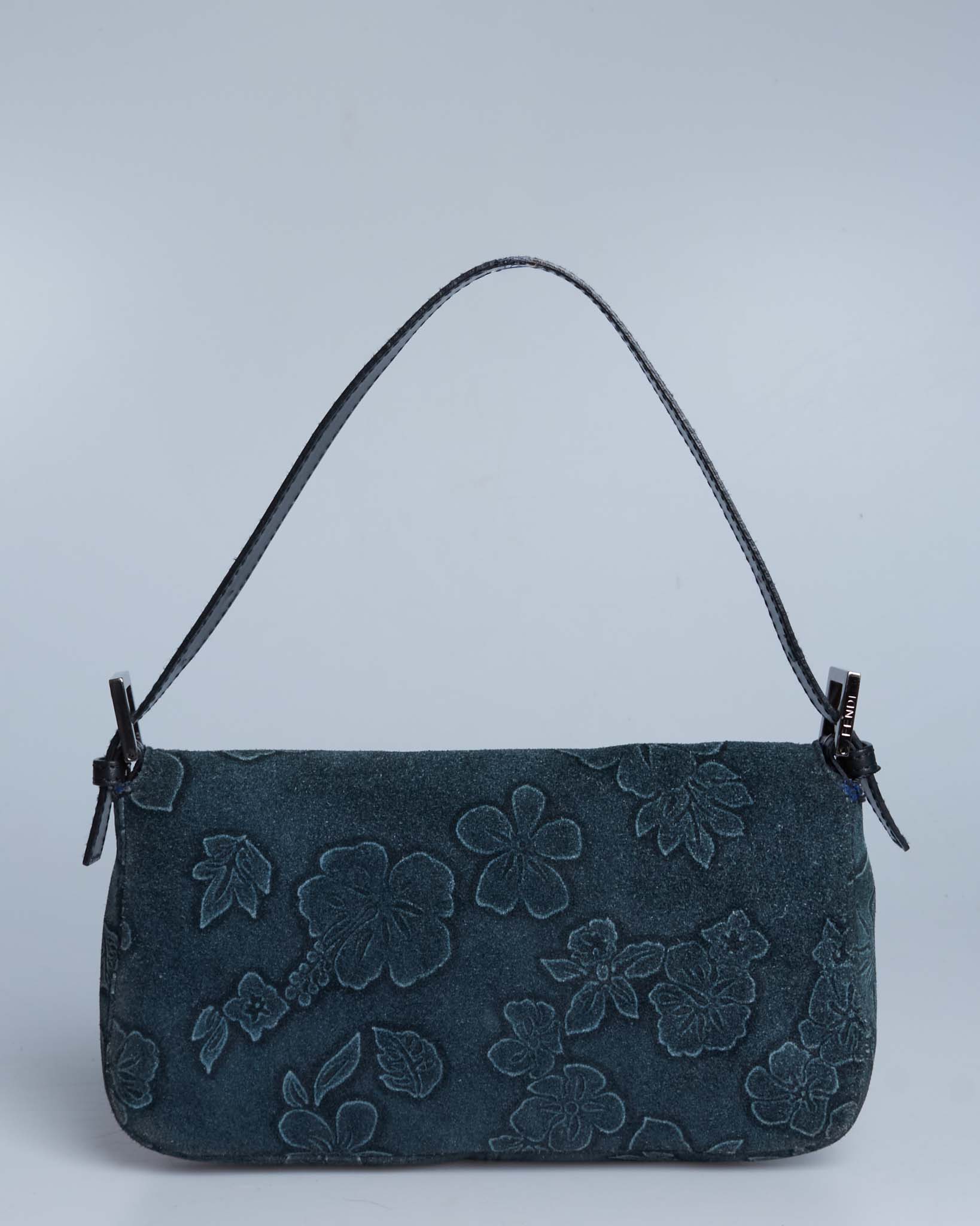 Fendi Baguette Floral Suede Bag
