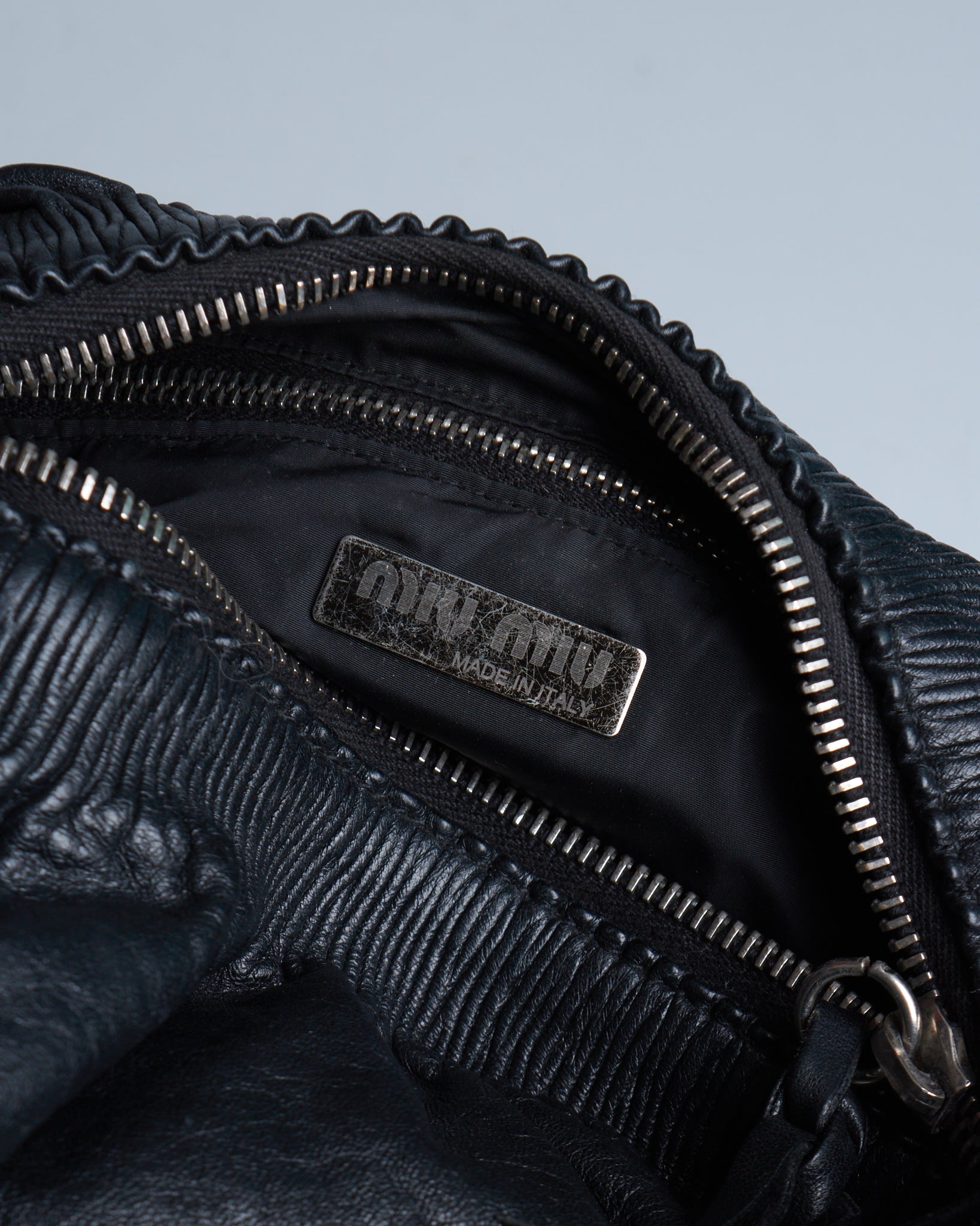 Miu Miu Gathered Leather Hobo Bag