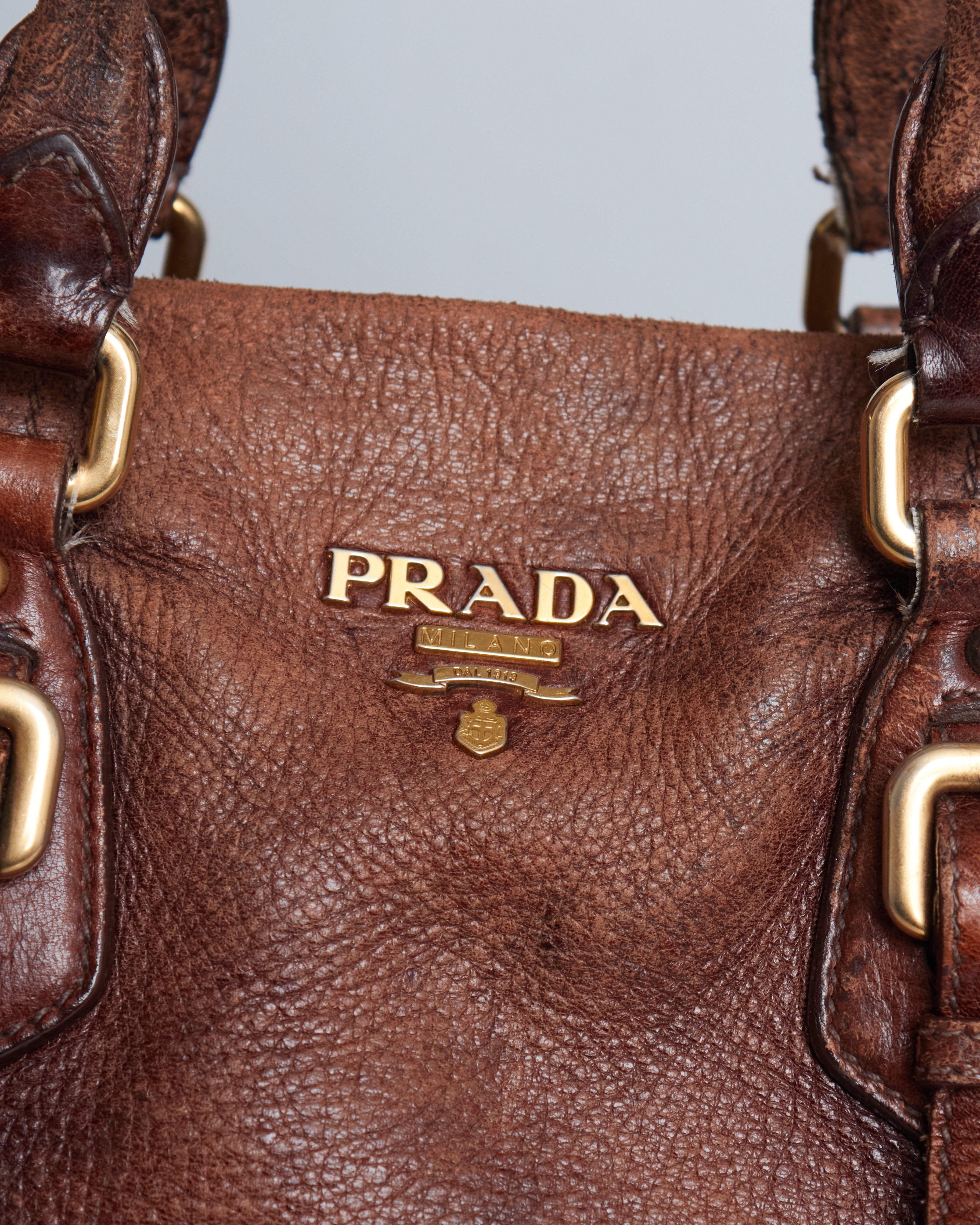 Prada Cervo Leather Satchel Bag