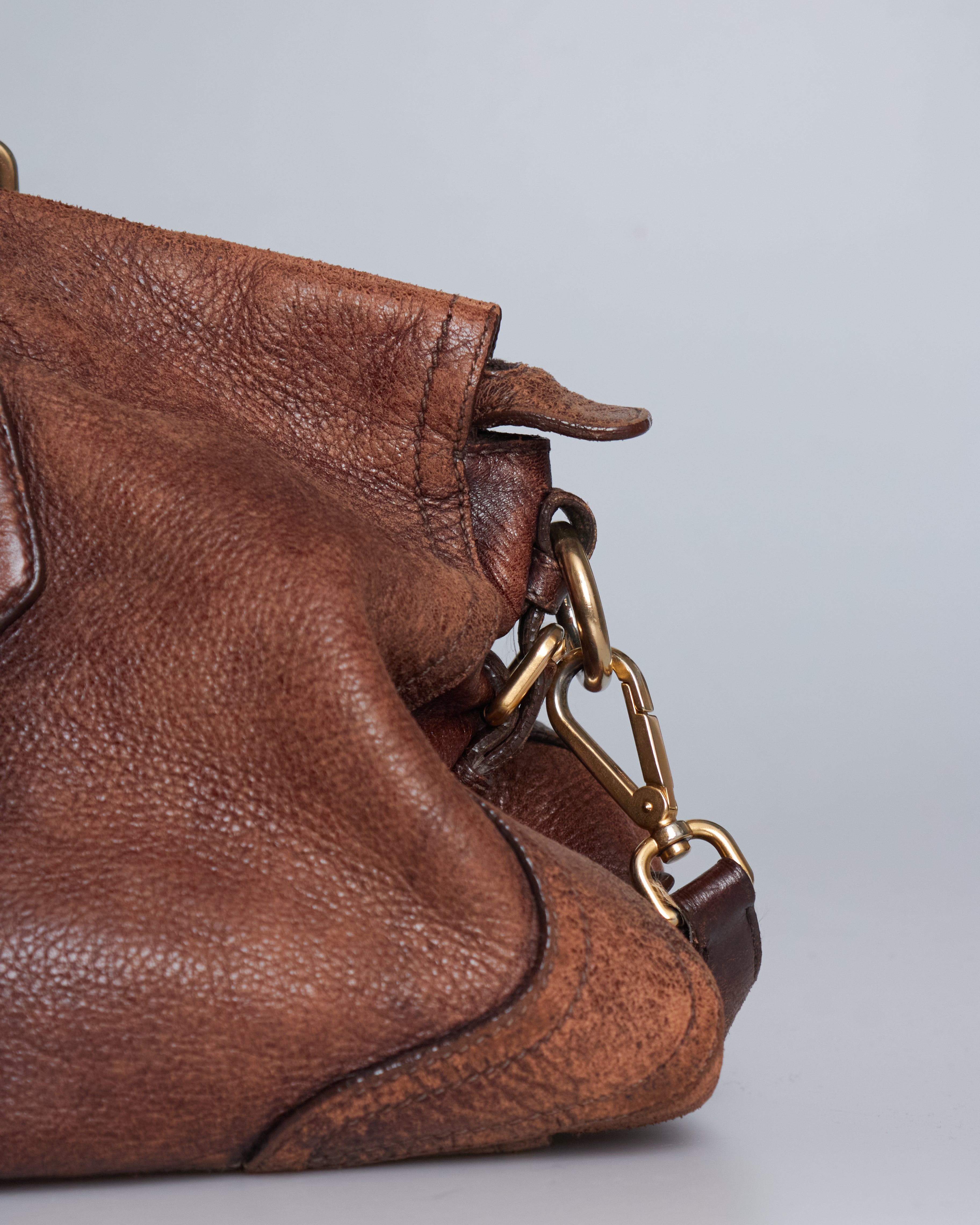 Prada Cervo Leather Satchel Bag