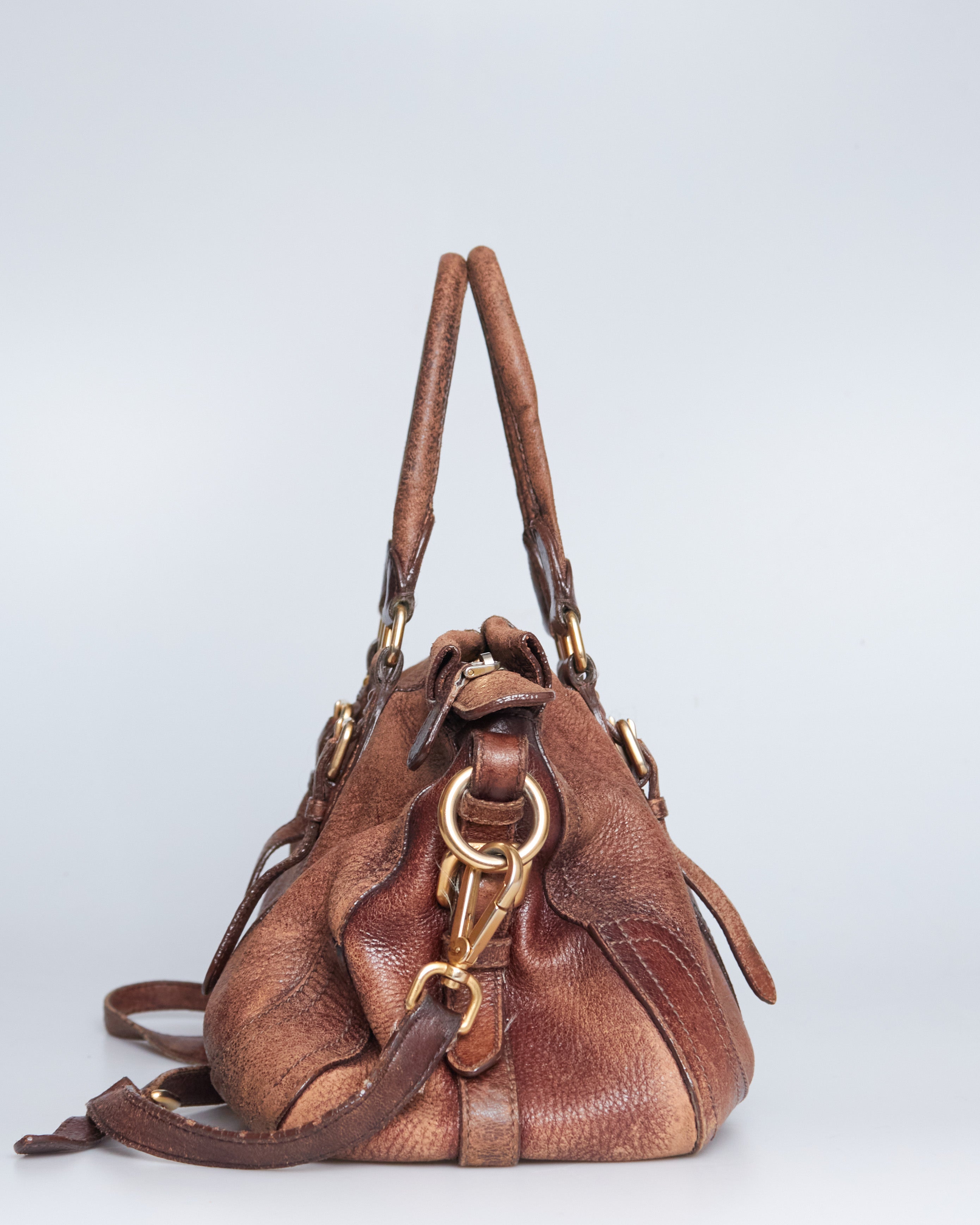 Prada Cervo Leather Satchel Bag