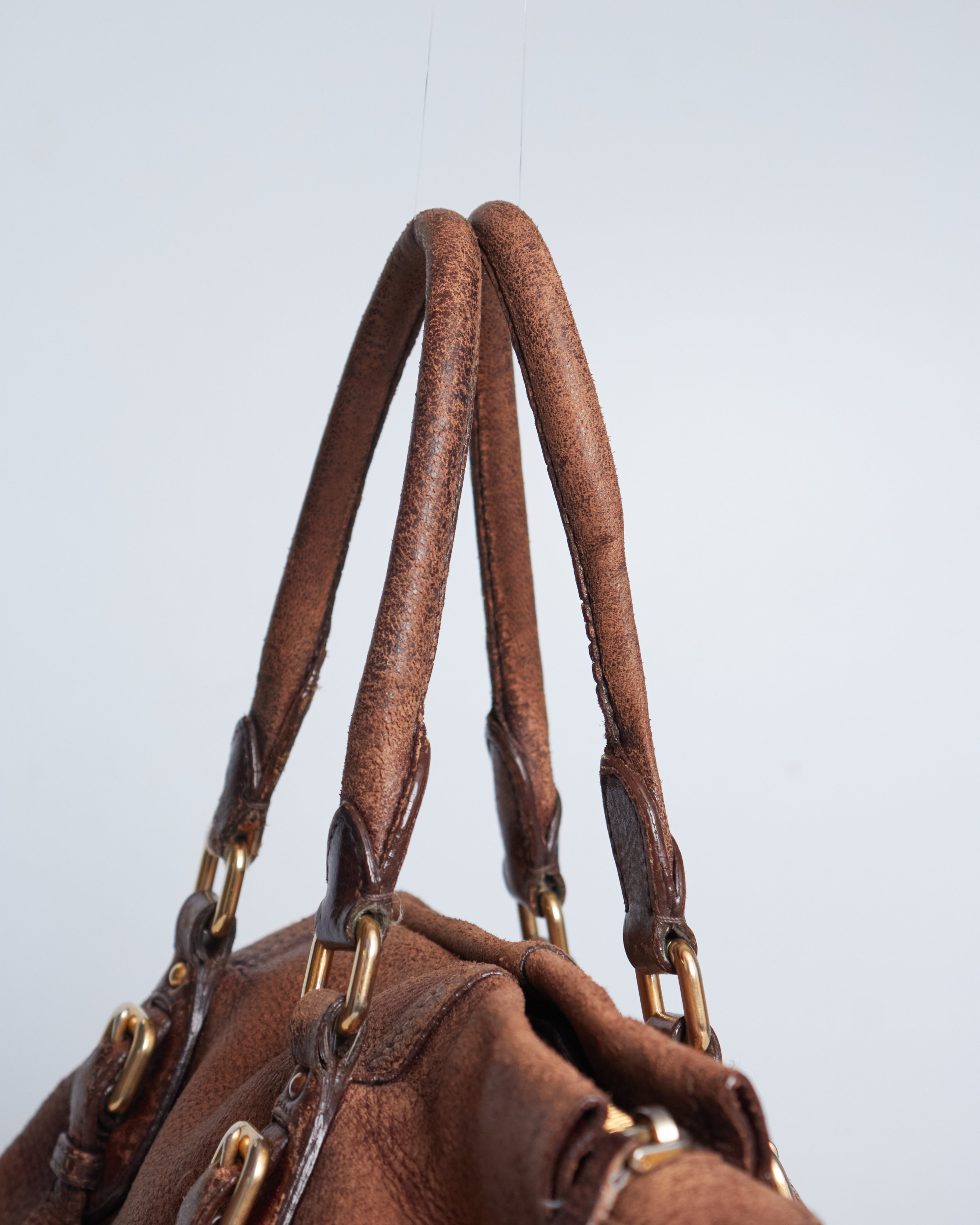 Prada Cervo Leather Satchel Bag