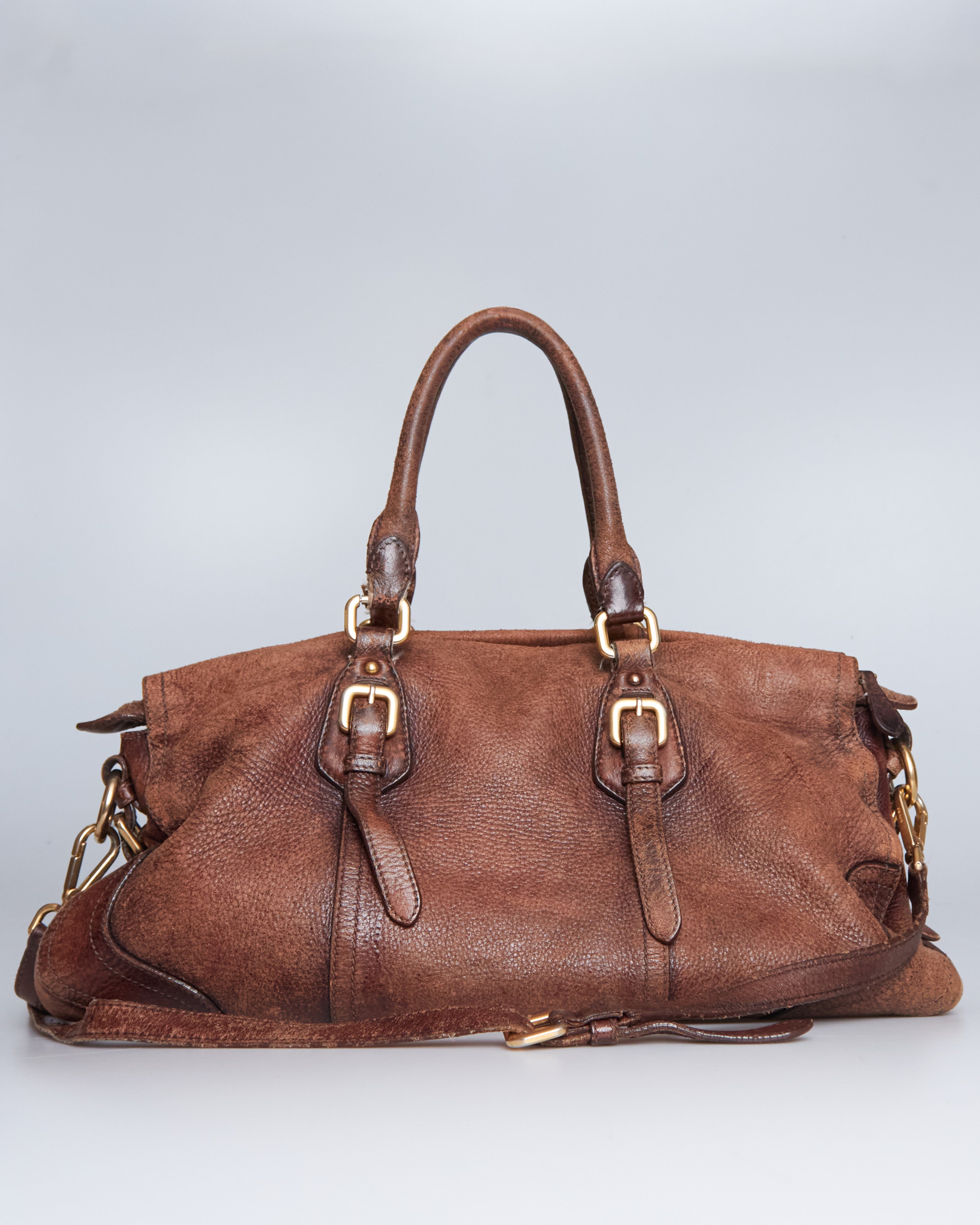 Prada Cervo Leather Satchel Bag