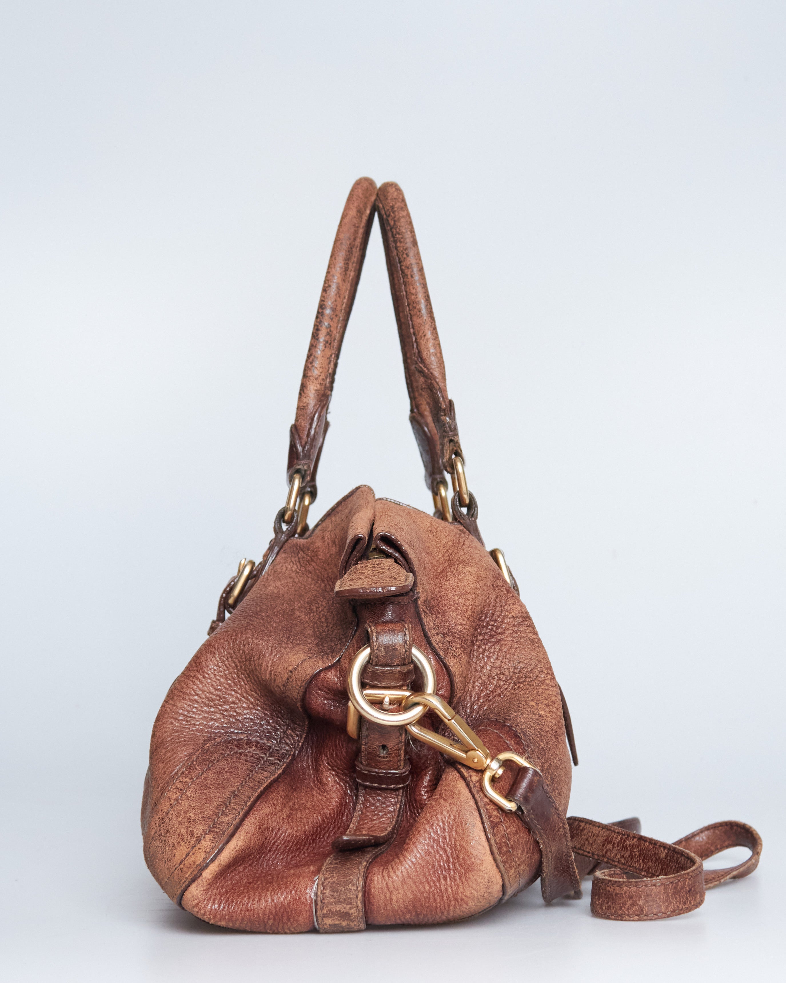 Prada Cervo Leather Satchel Bag