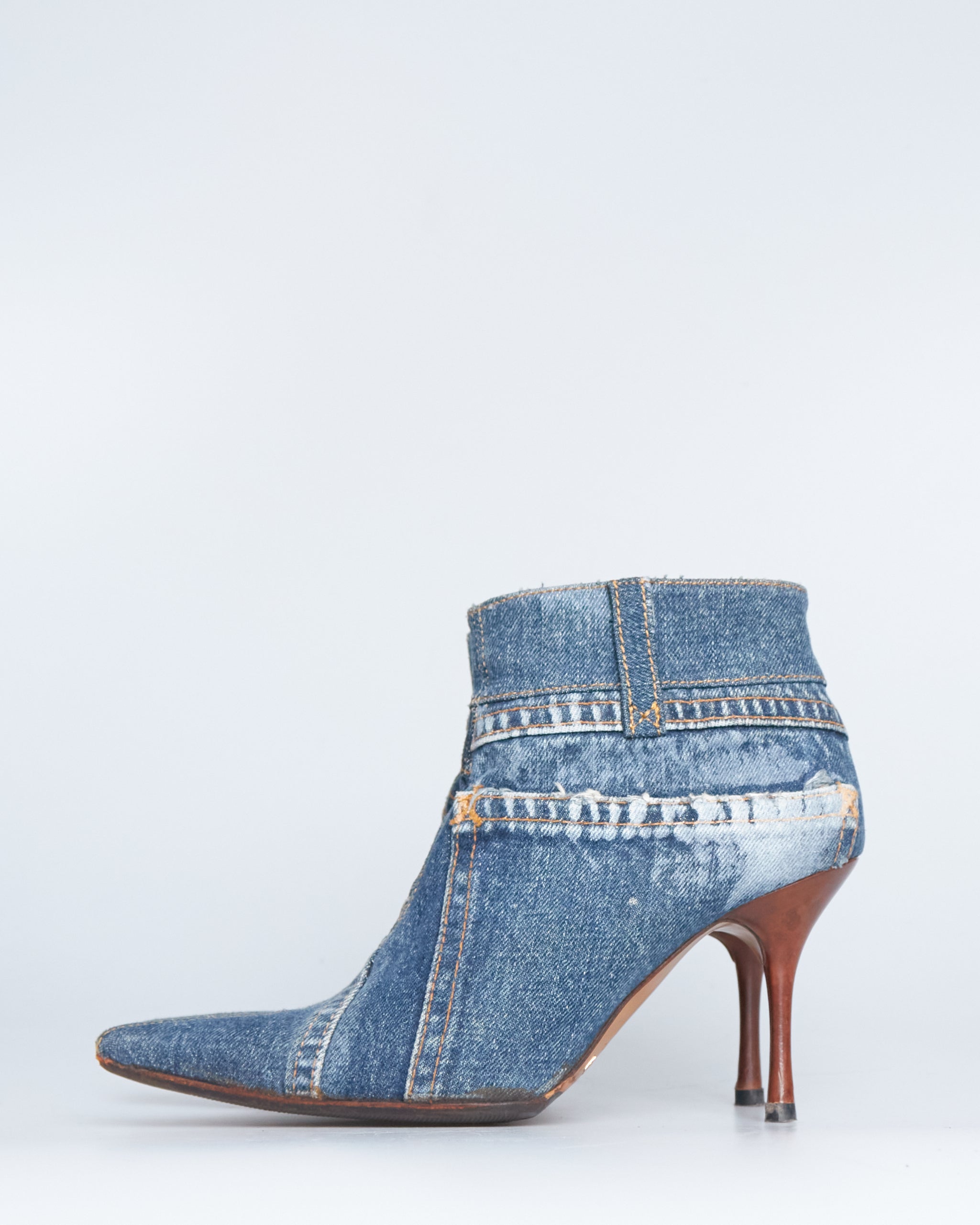 Dolce & Gabbana embellished patchwork-denim enkelboots