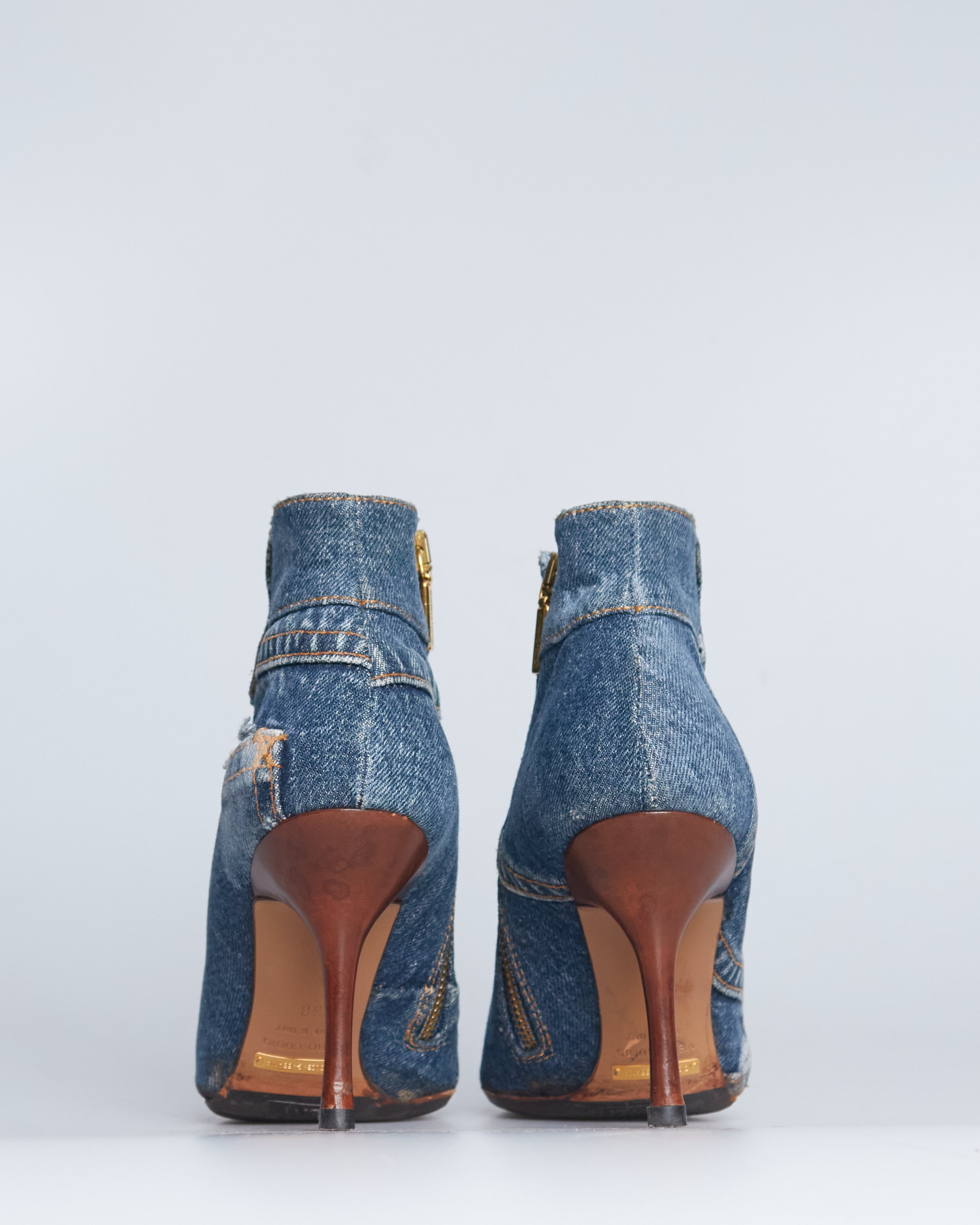 Dolce & Gabbana embellished patchwork-denim enkelboots