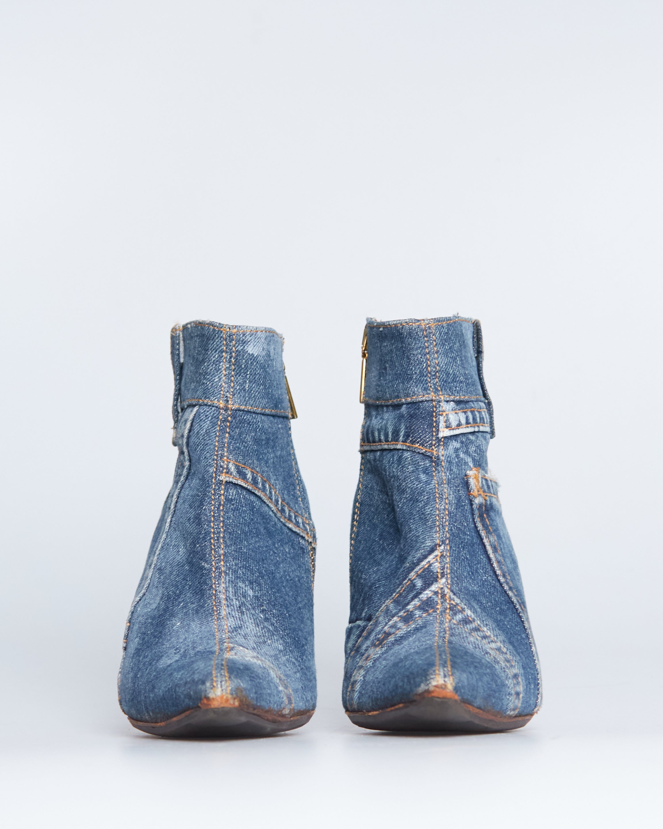 Dolce & Gabbana embellished patchwork-denim enkelboots