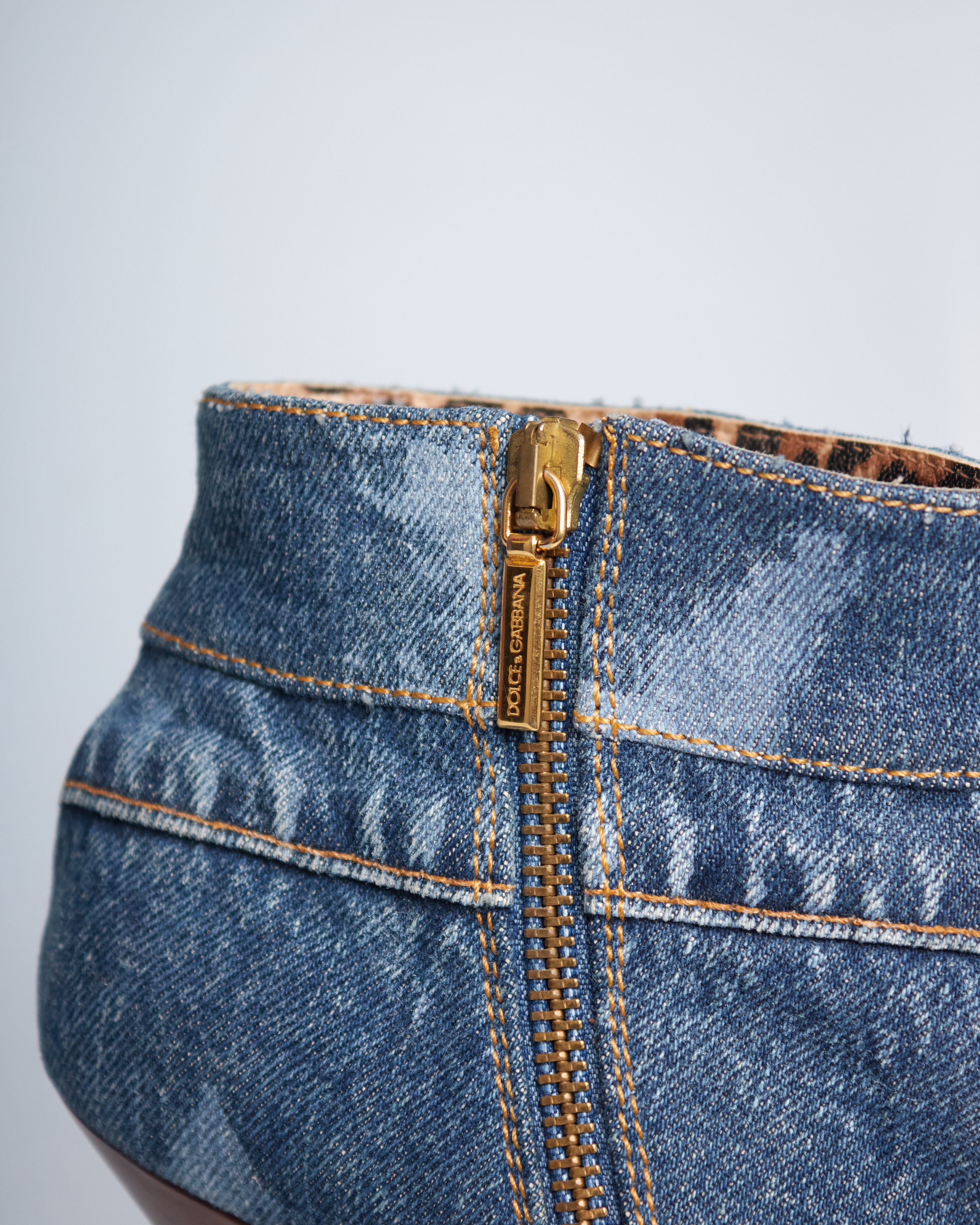 Dolce & Gabbana embellished patchwork-denim enkelboots