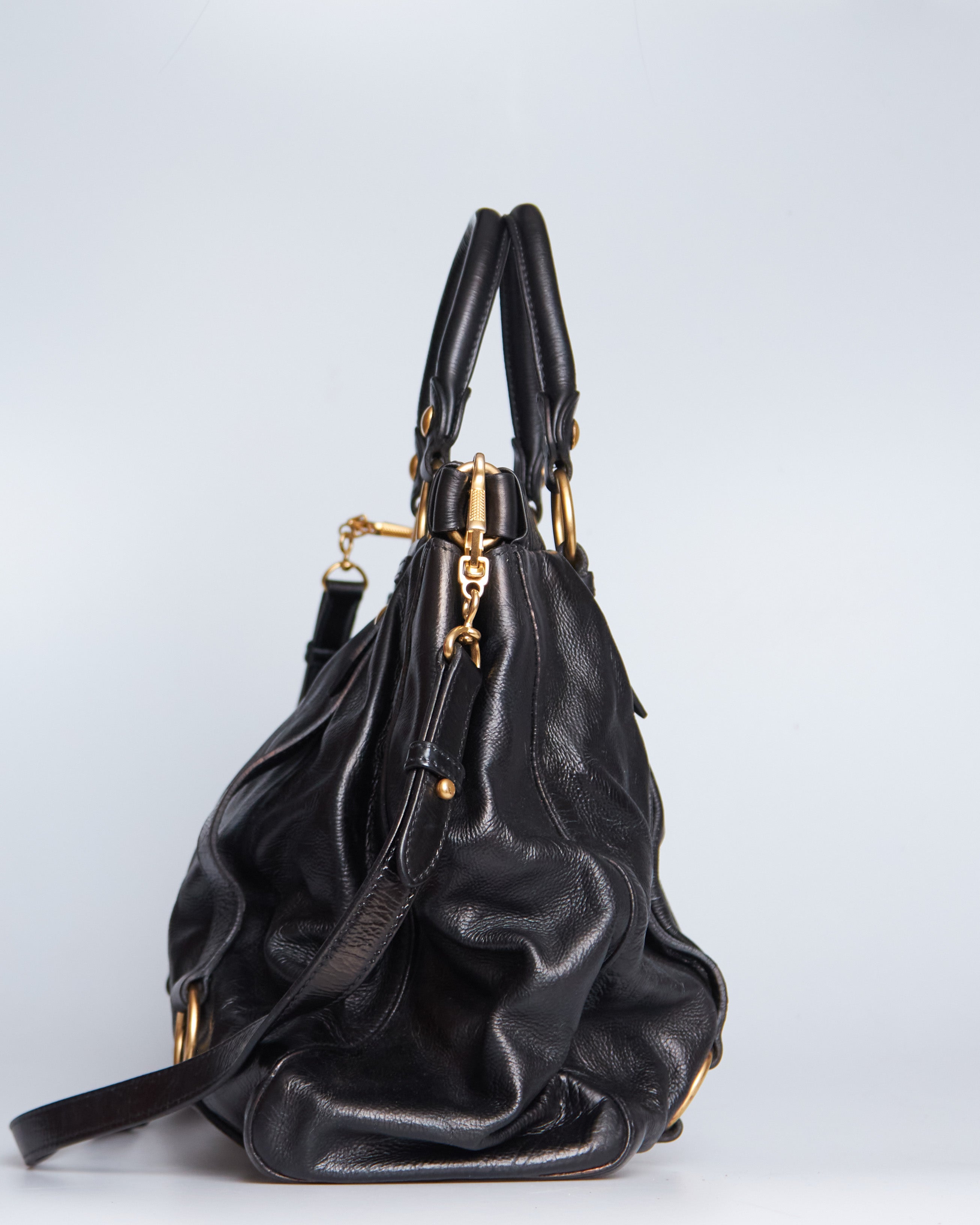 Miu Miu Vitello Lux Bow Tote Large