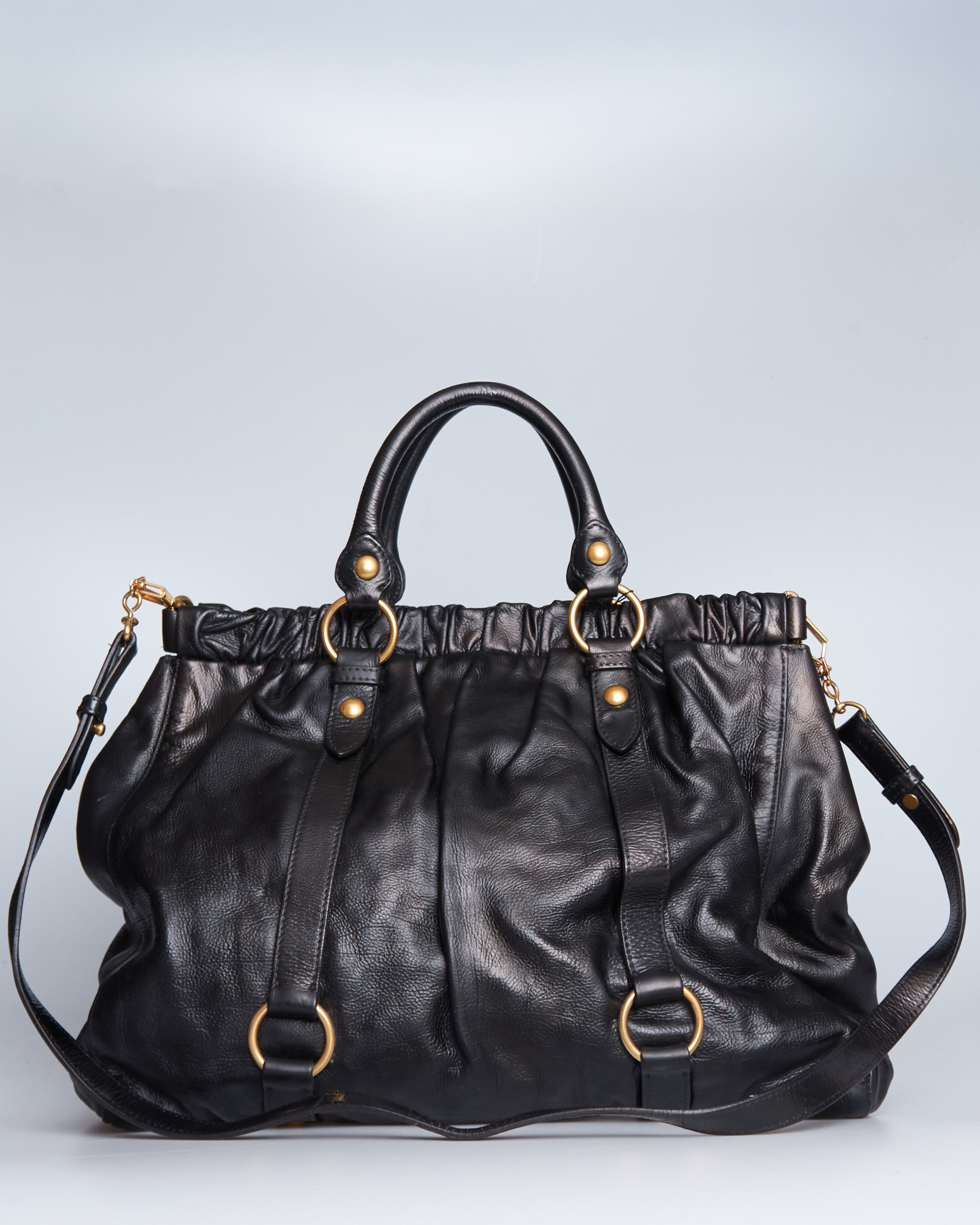 Miu Miu Vitello Lux Bow Tote Large