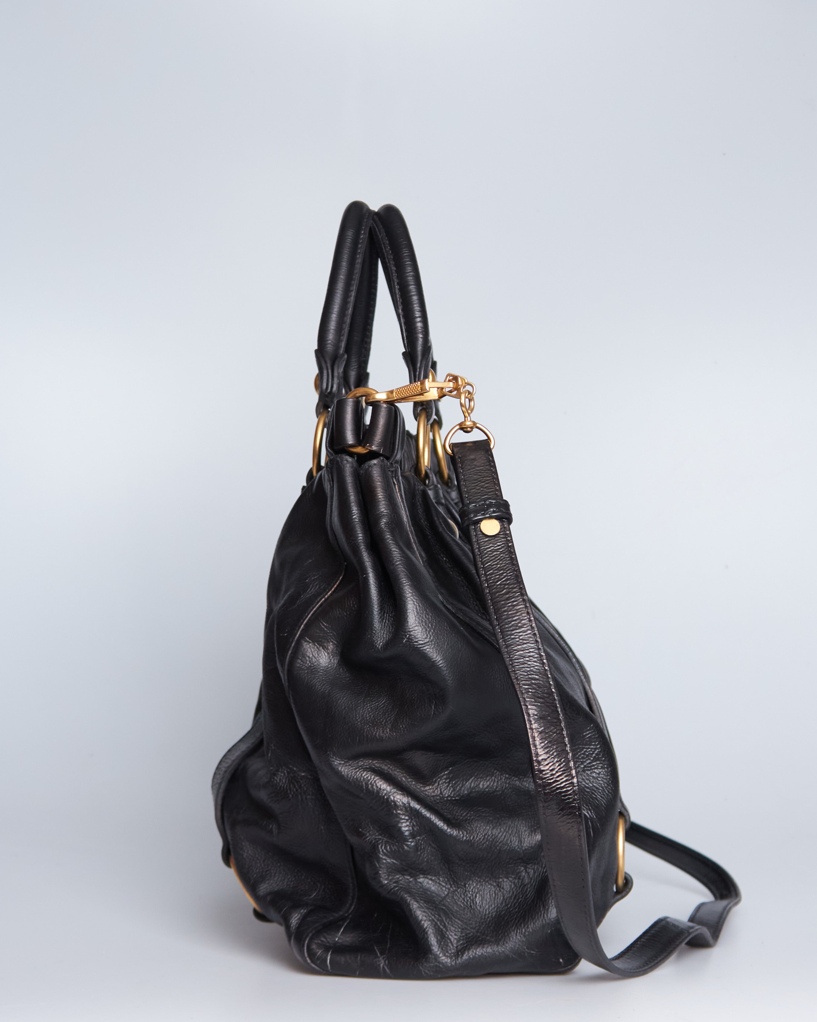 Miu Miu Vitello Lux Bow Tote Large