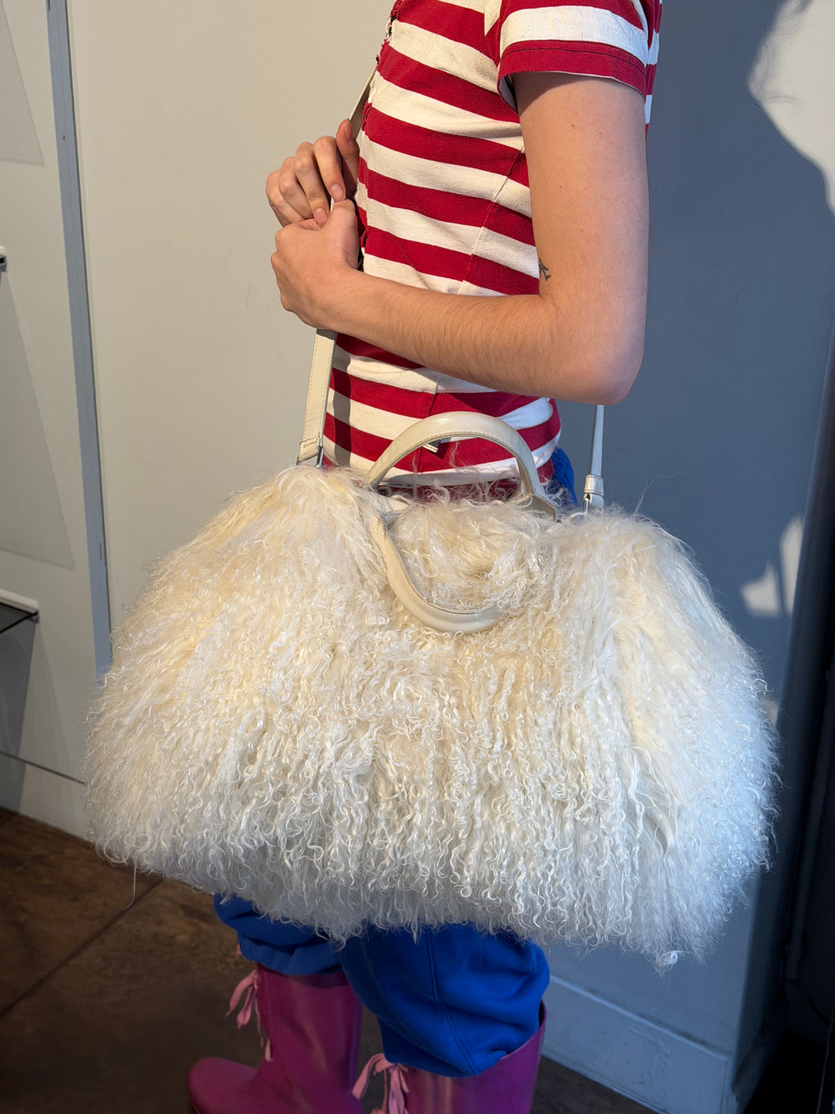 Prada Fur Top Handle Bag