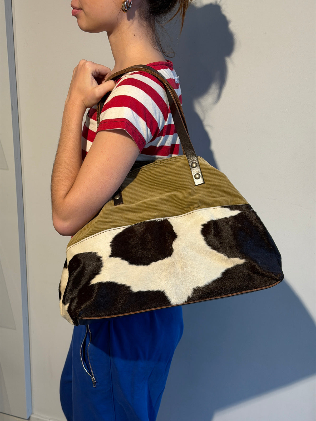 Miu Miu Denim Pony Hair Tote Bag Large