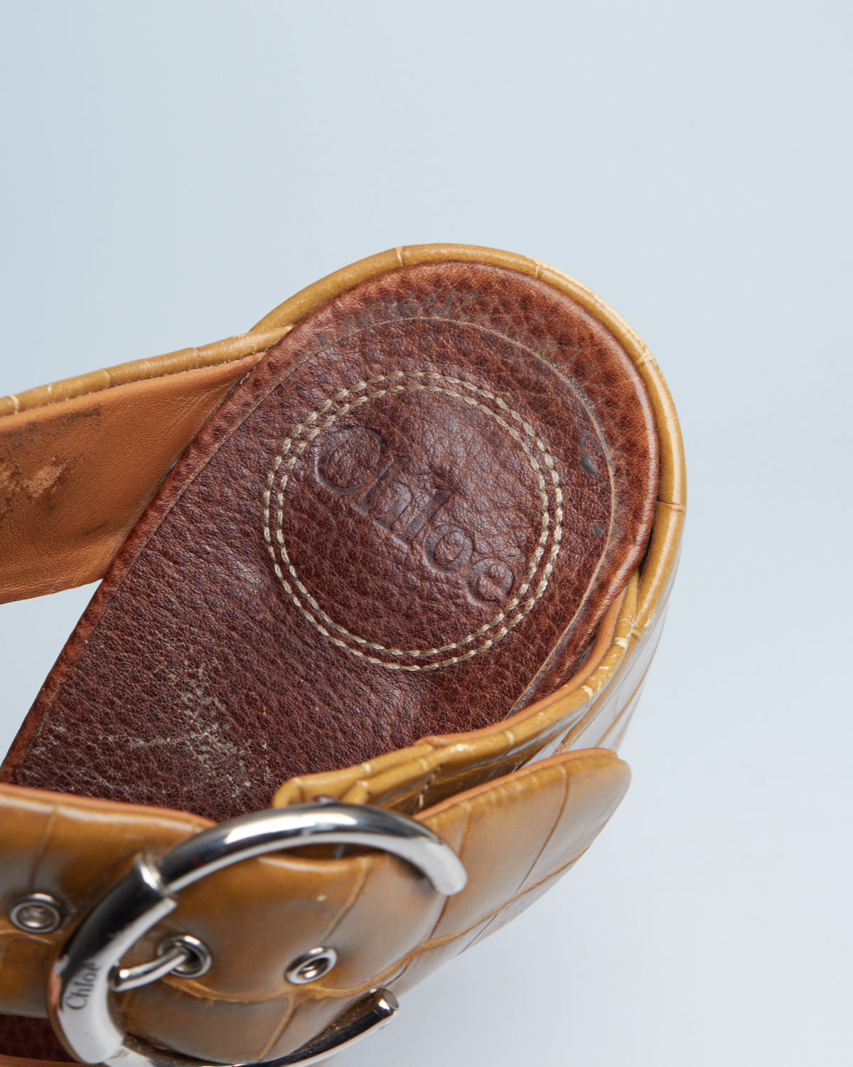 Chloé wave croc-embossed leather sandals