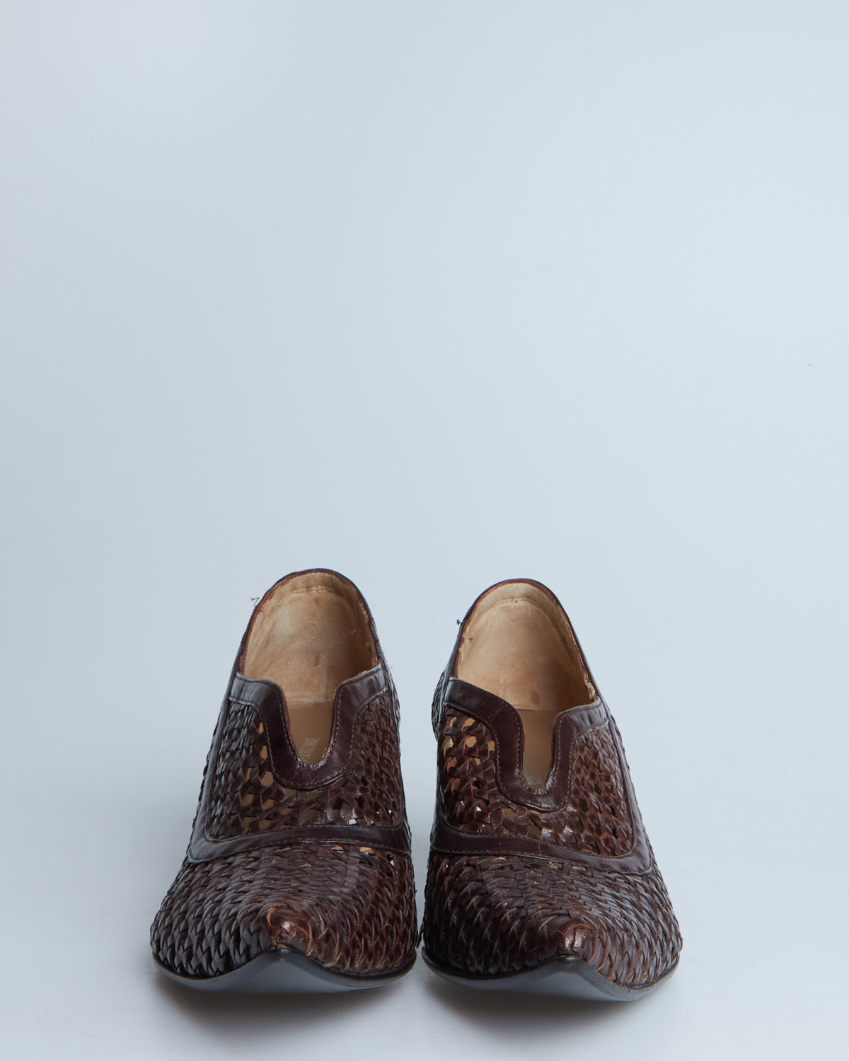 Dirk Bikkembergs pointed woven leather pumps