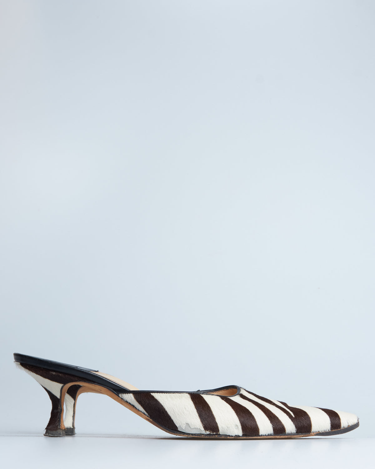 Manolo Blahnik zebra pony-hair mules