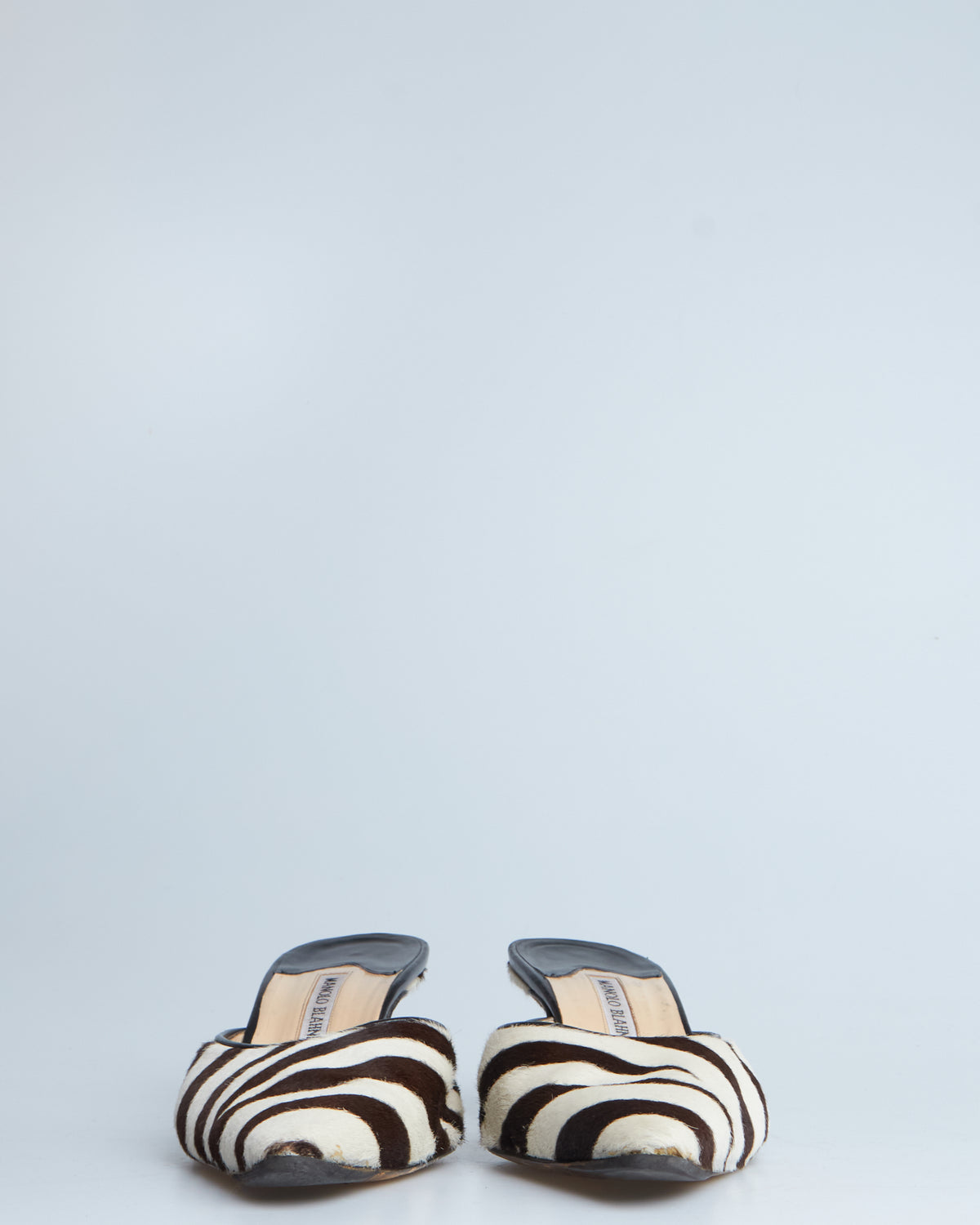 Manolo Blahnik zebra pony-hair mules