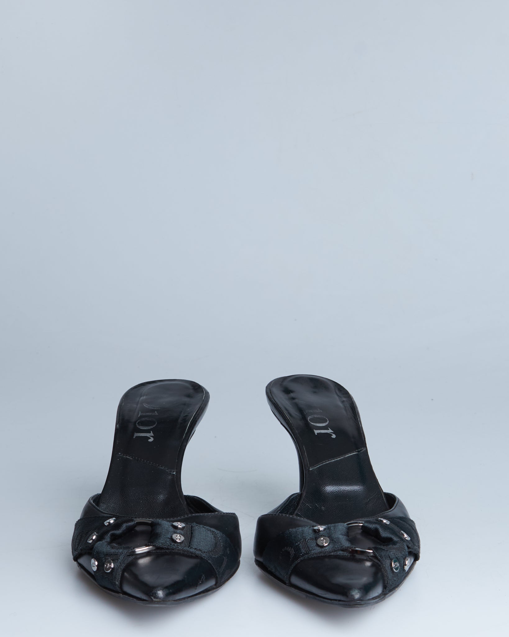 Dior leather bondage mules