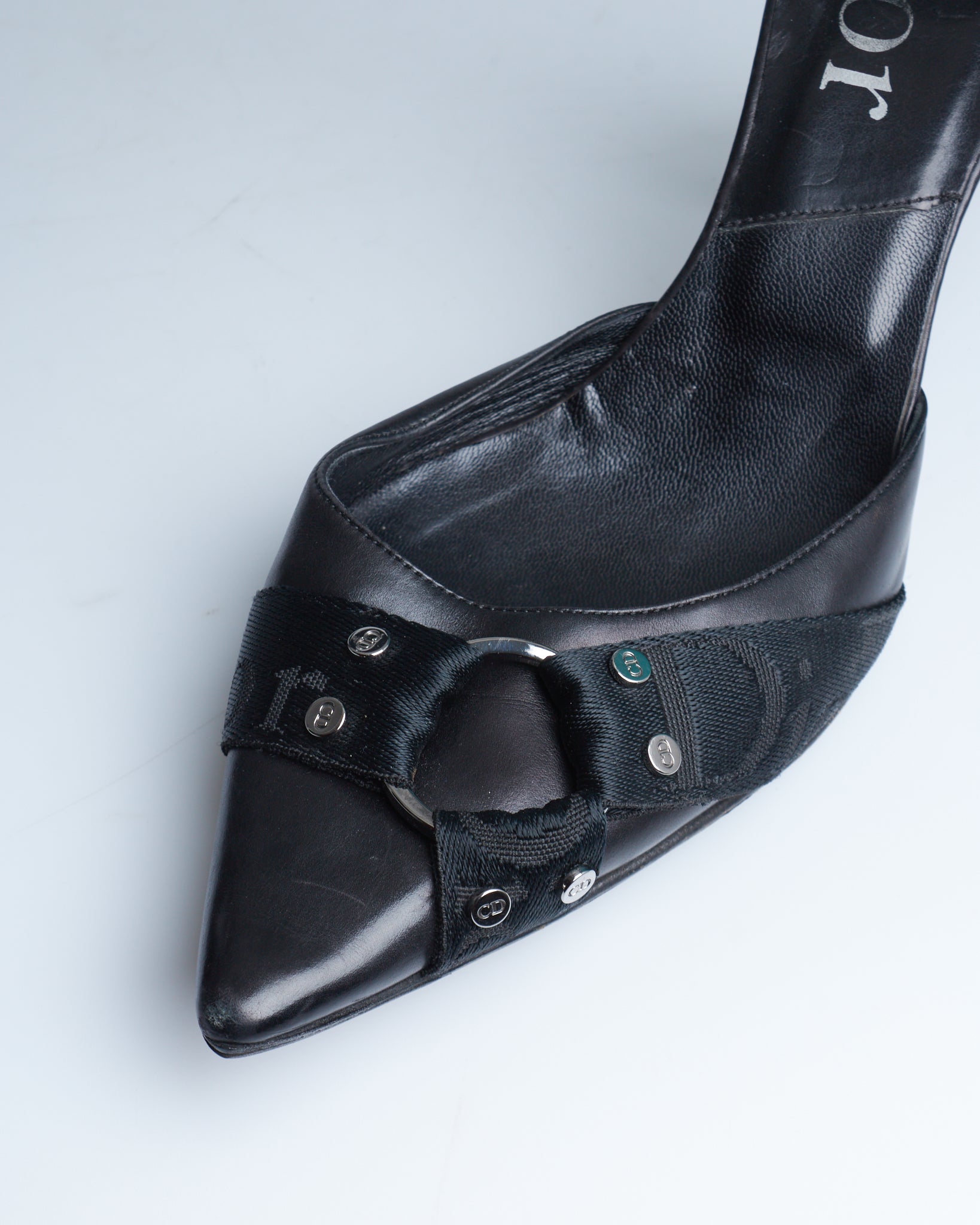 Dior leather bondage mules