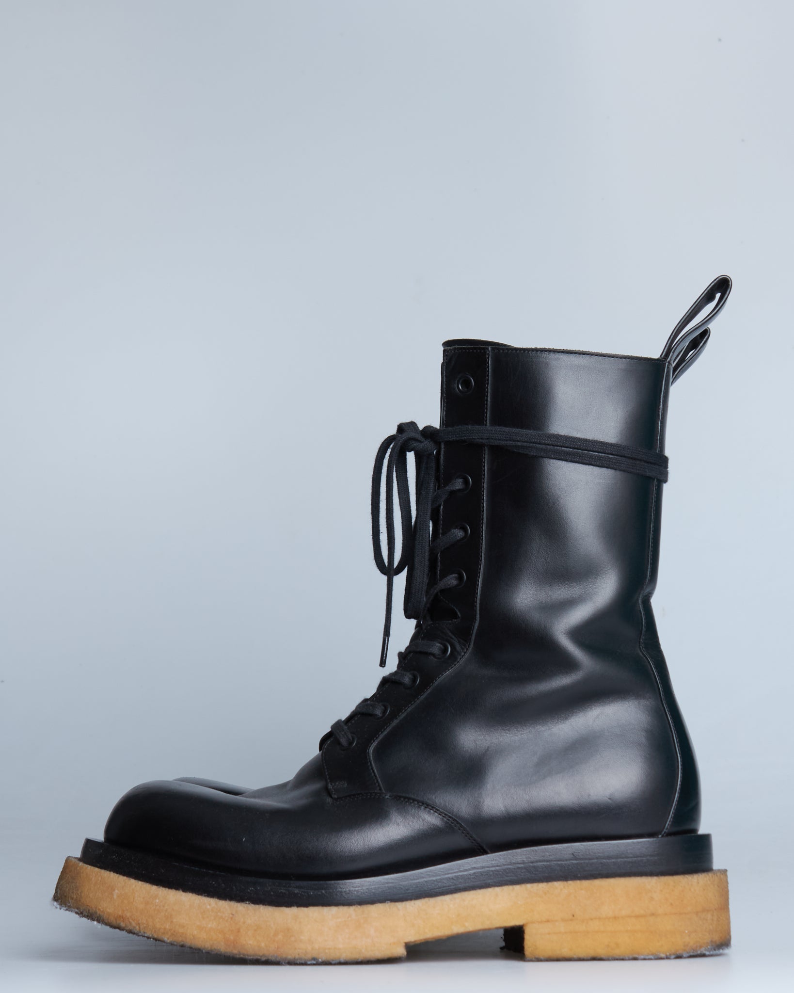 Bottega Veneta military calf leather lace-up boots