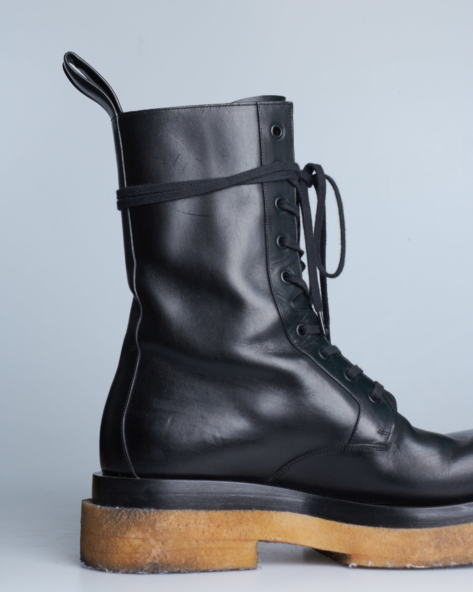 Bottega Veneta military calf leather lace-up boots