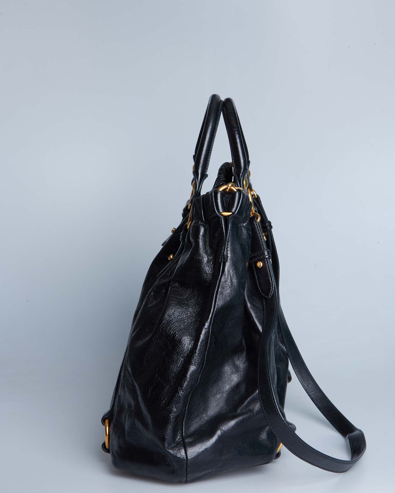 Miu Miu Vitello Lux Bow Large Bag
