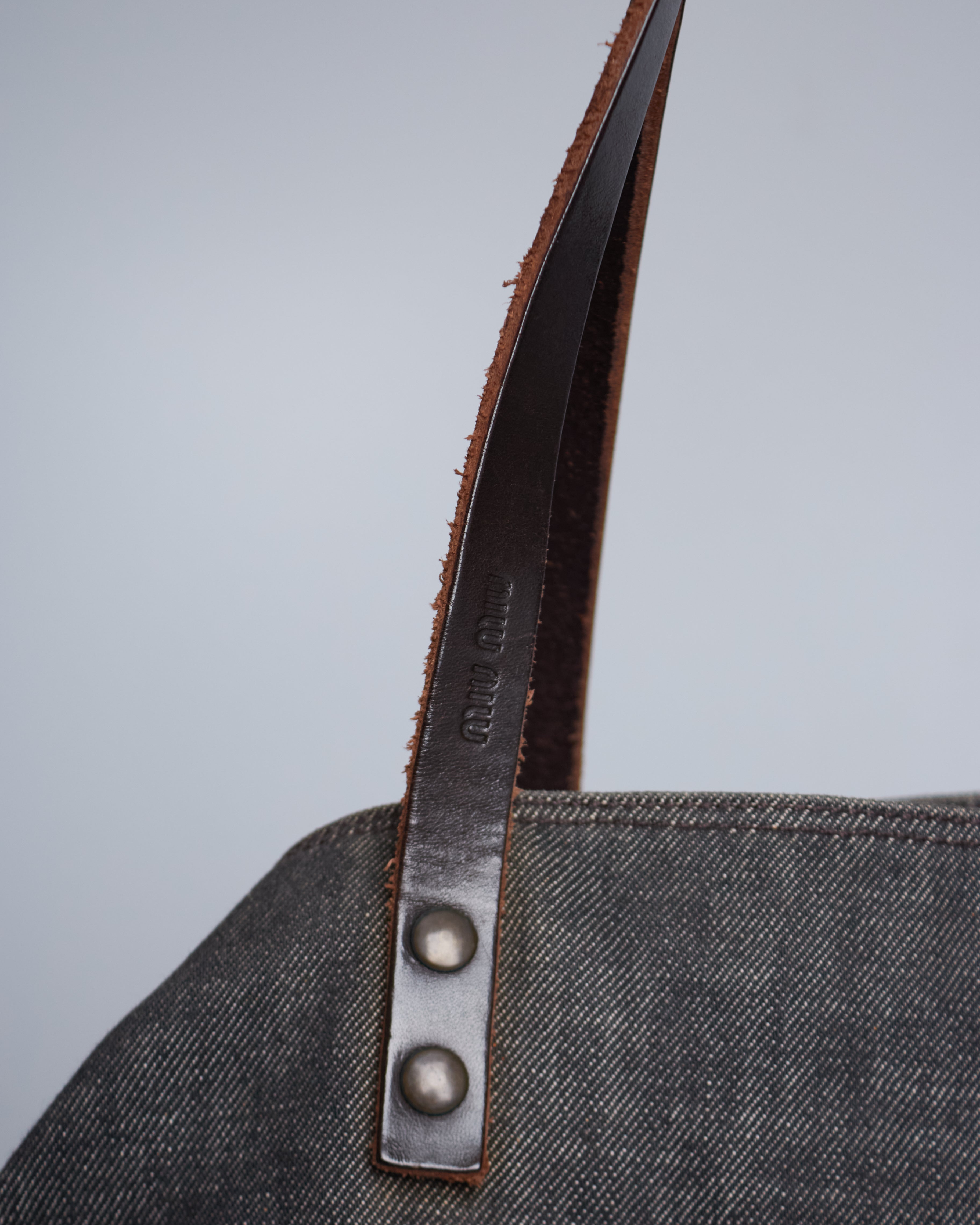 Miu Miu Denim Pony Hair Tote Bag