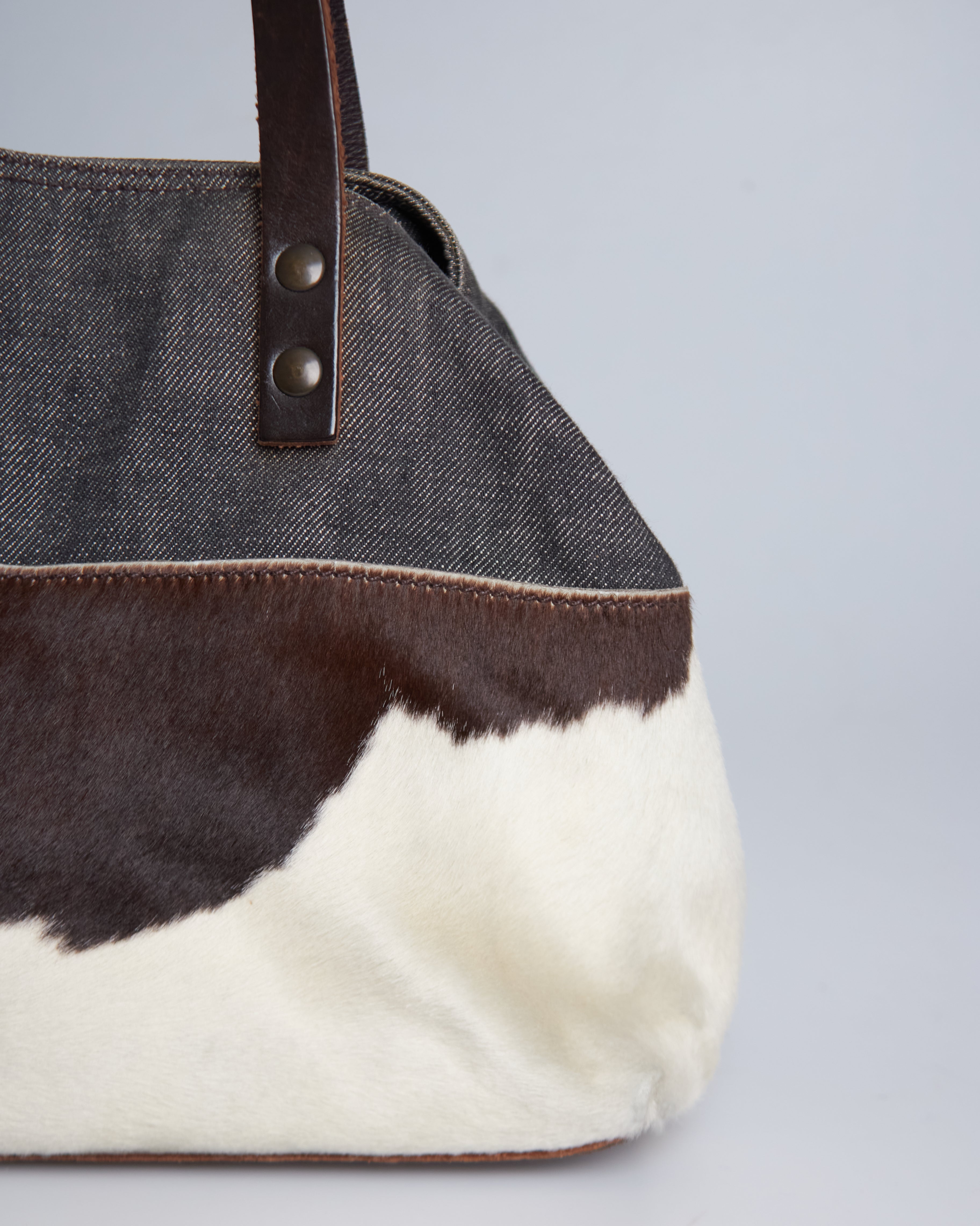 Miu Miu Denim Pony Hair Tote Bag