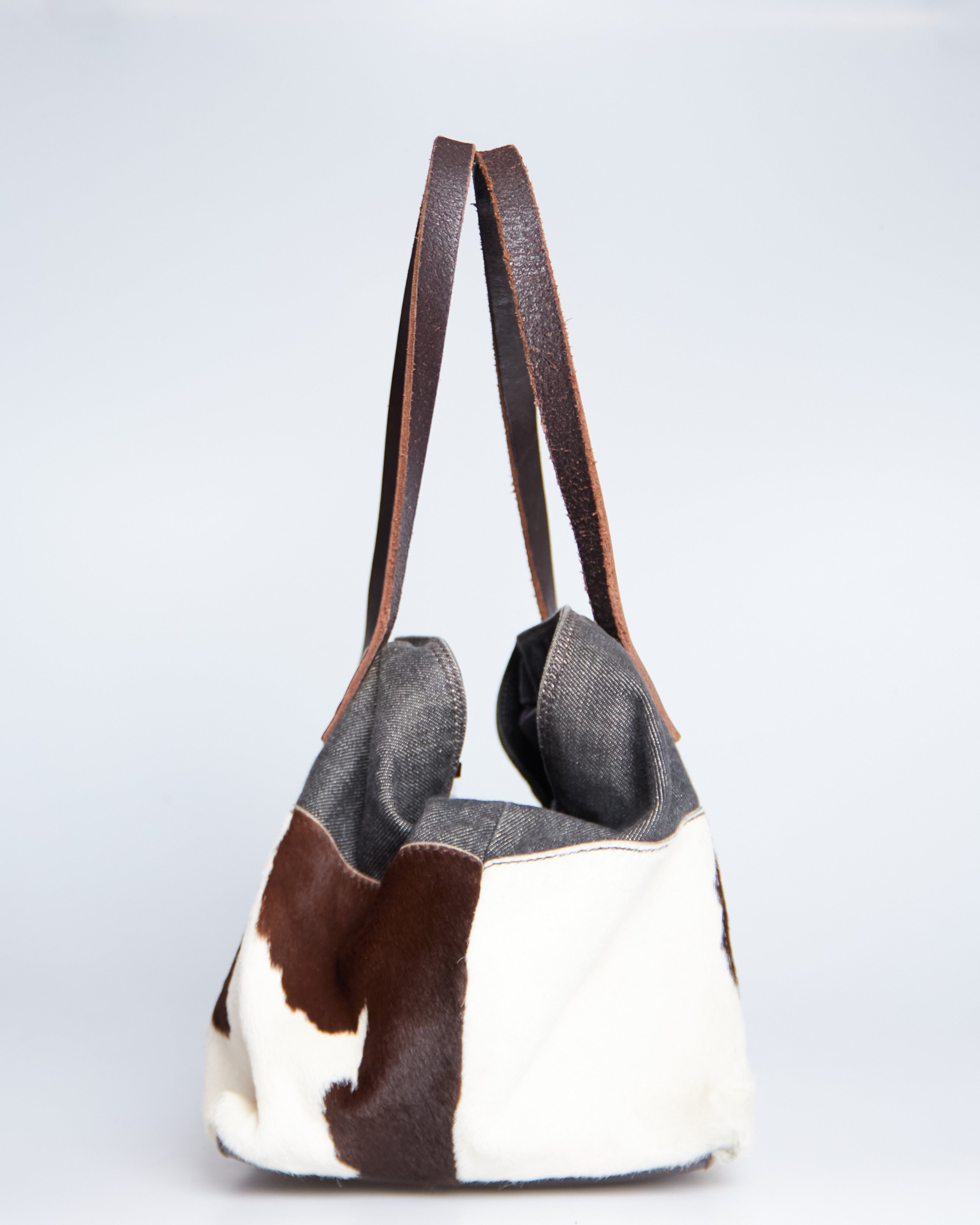 Miu Miu Denim Pony Hair Tote Bag