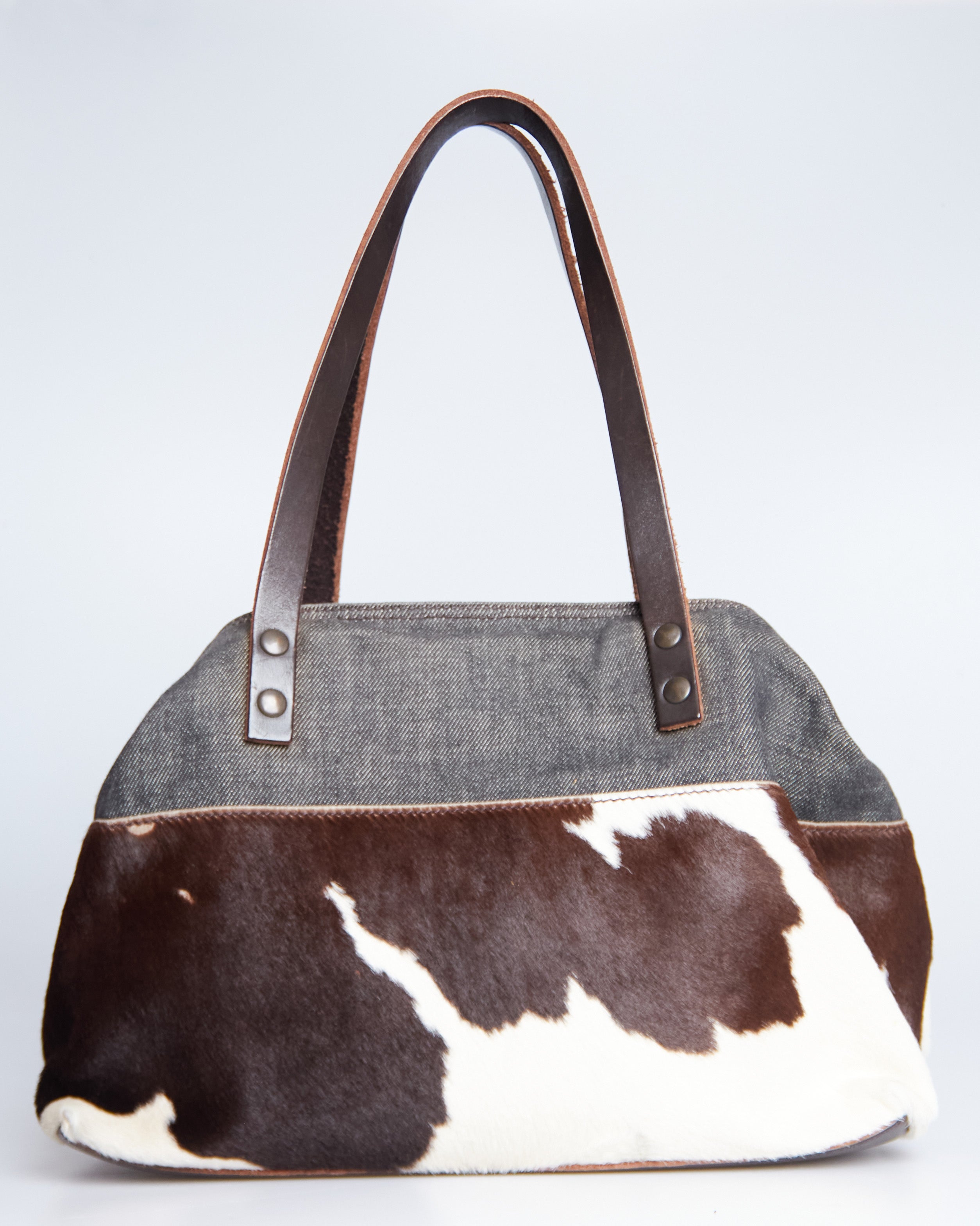 Miu Miu Denim Pony Hair Tote Bag