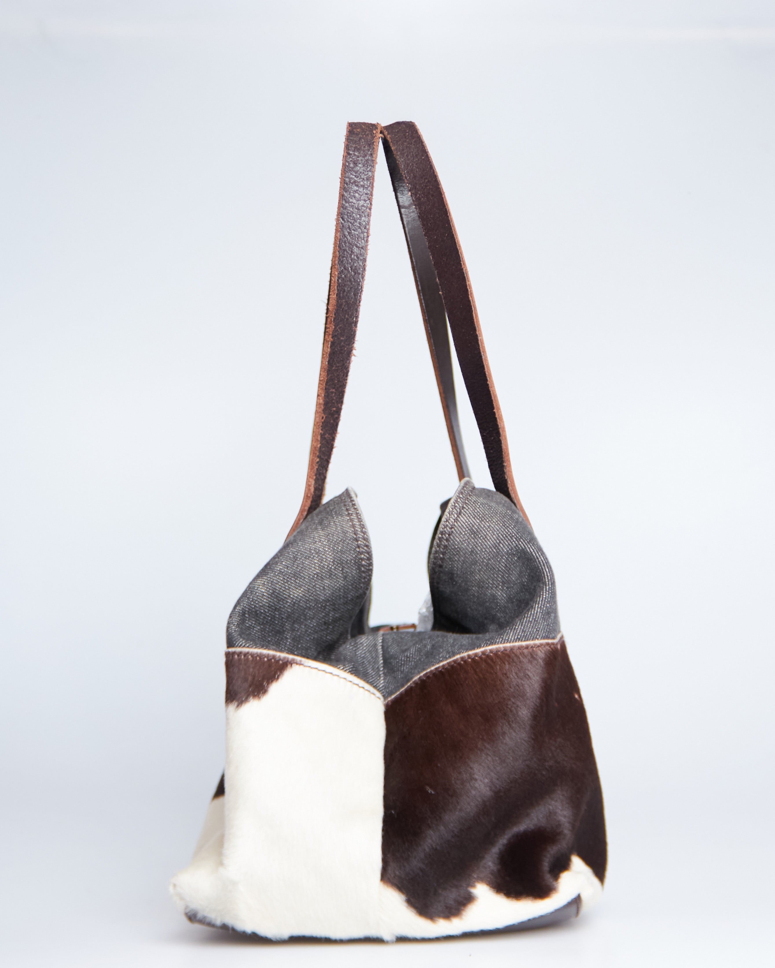 Miu Miu Denim Pony Hair Tote Bag