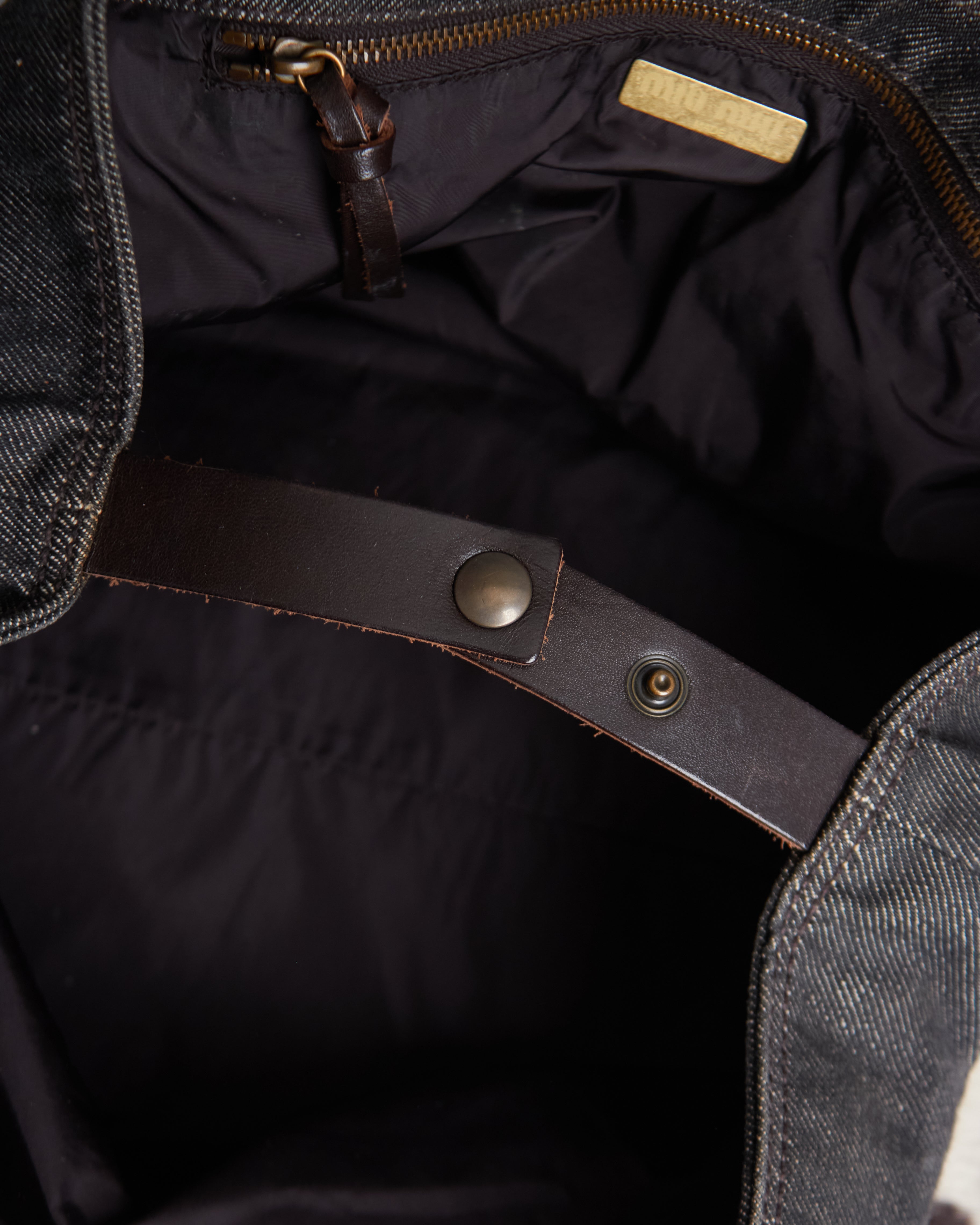 Miu Miu Denim Pony Hair Tote Bag