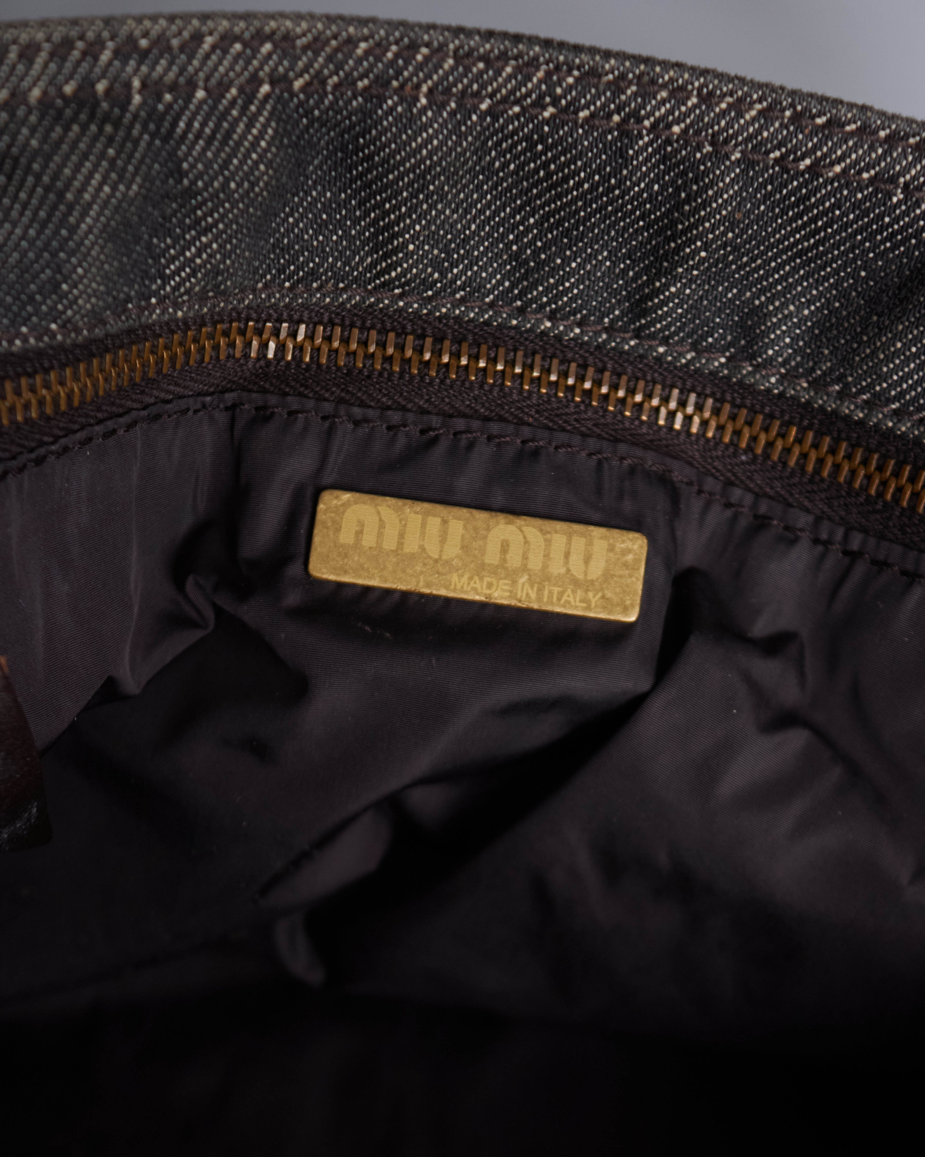 Miu Miu Denim Pony Hair Tote Bag