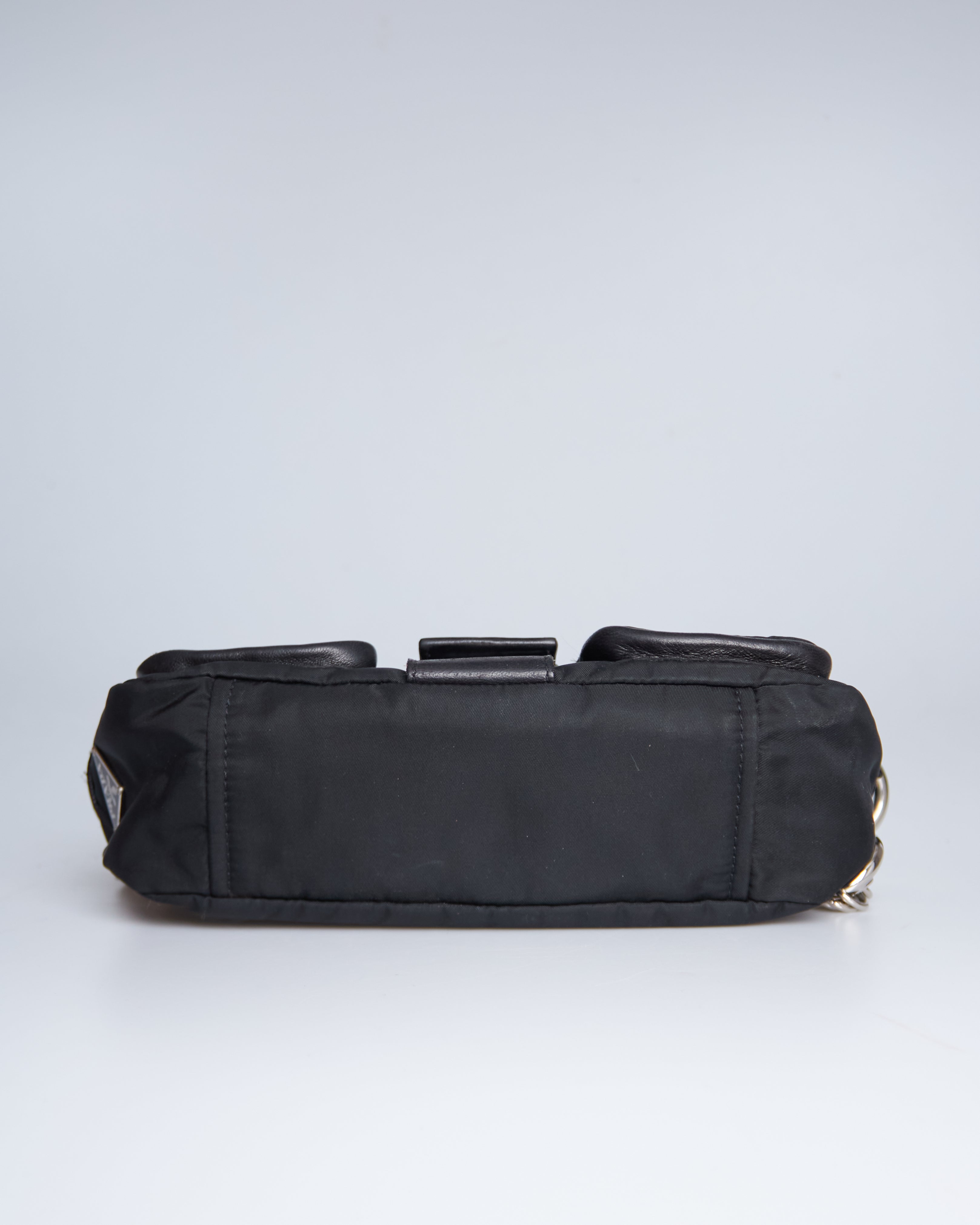 Prada Nappa Studded Nylon Baguette