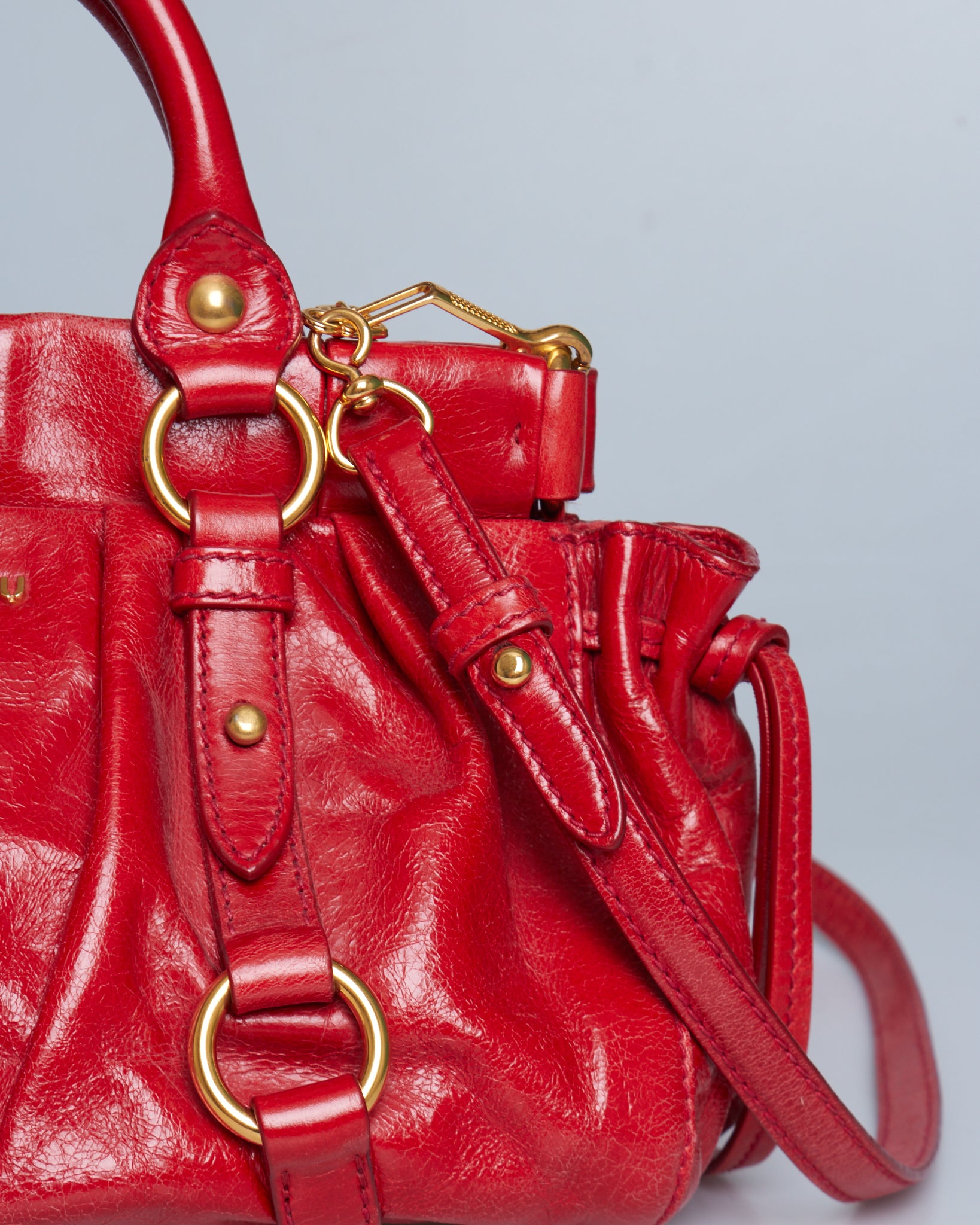 Miu Miu Vitello Lux Gathered Handle Bag