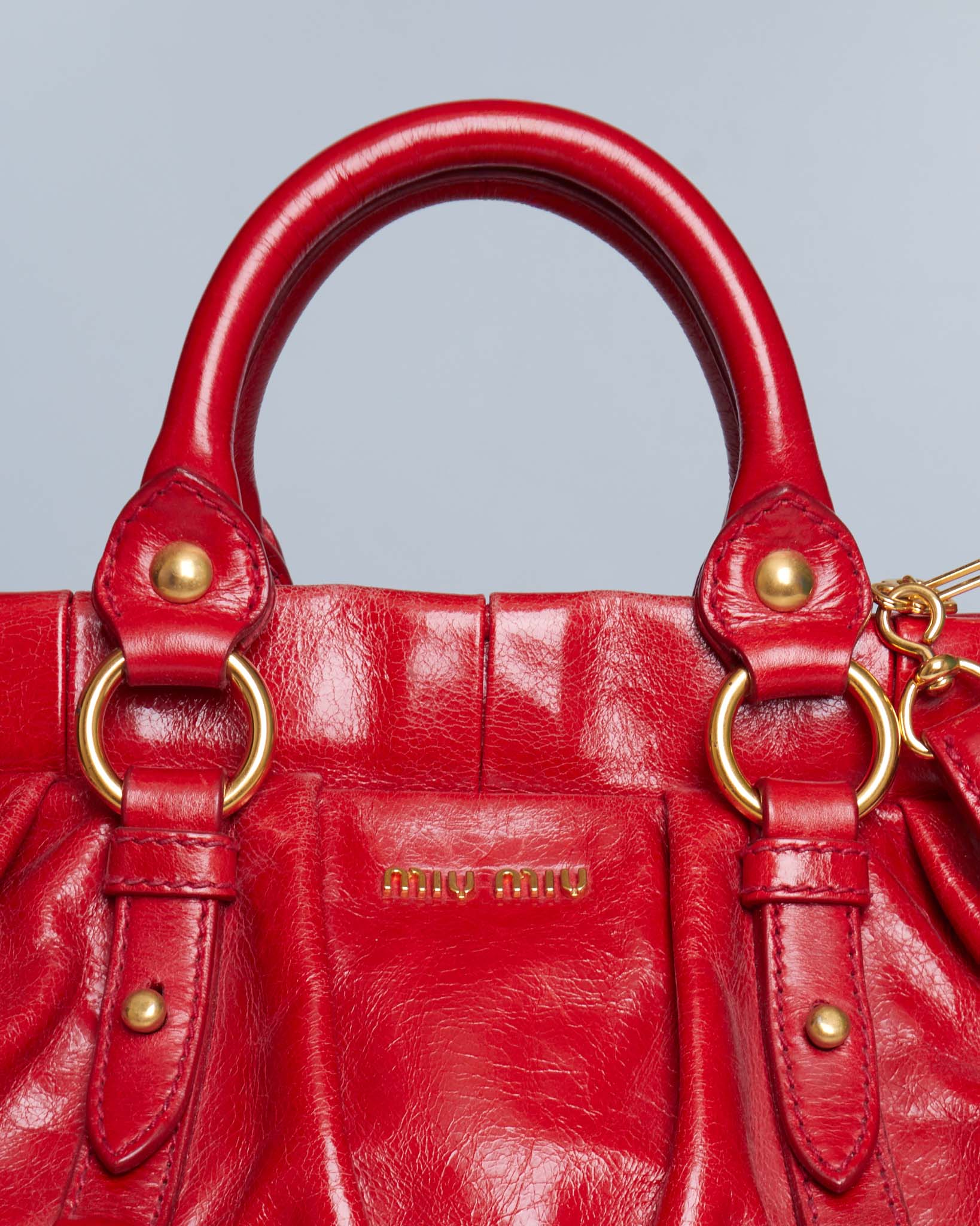 Miu Miu Vitello Lux Gathered Handle Bag