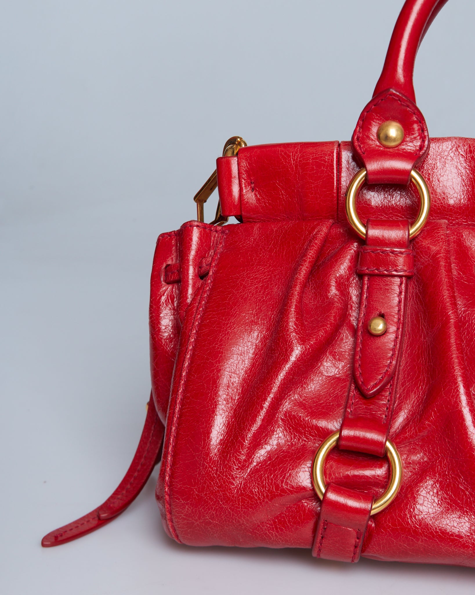 Miu Miu Vitello Lux Gathered Handle Bag