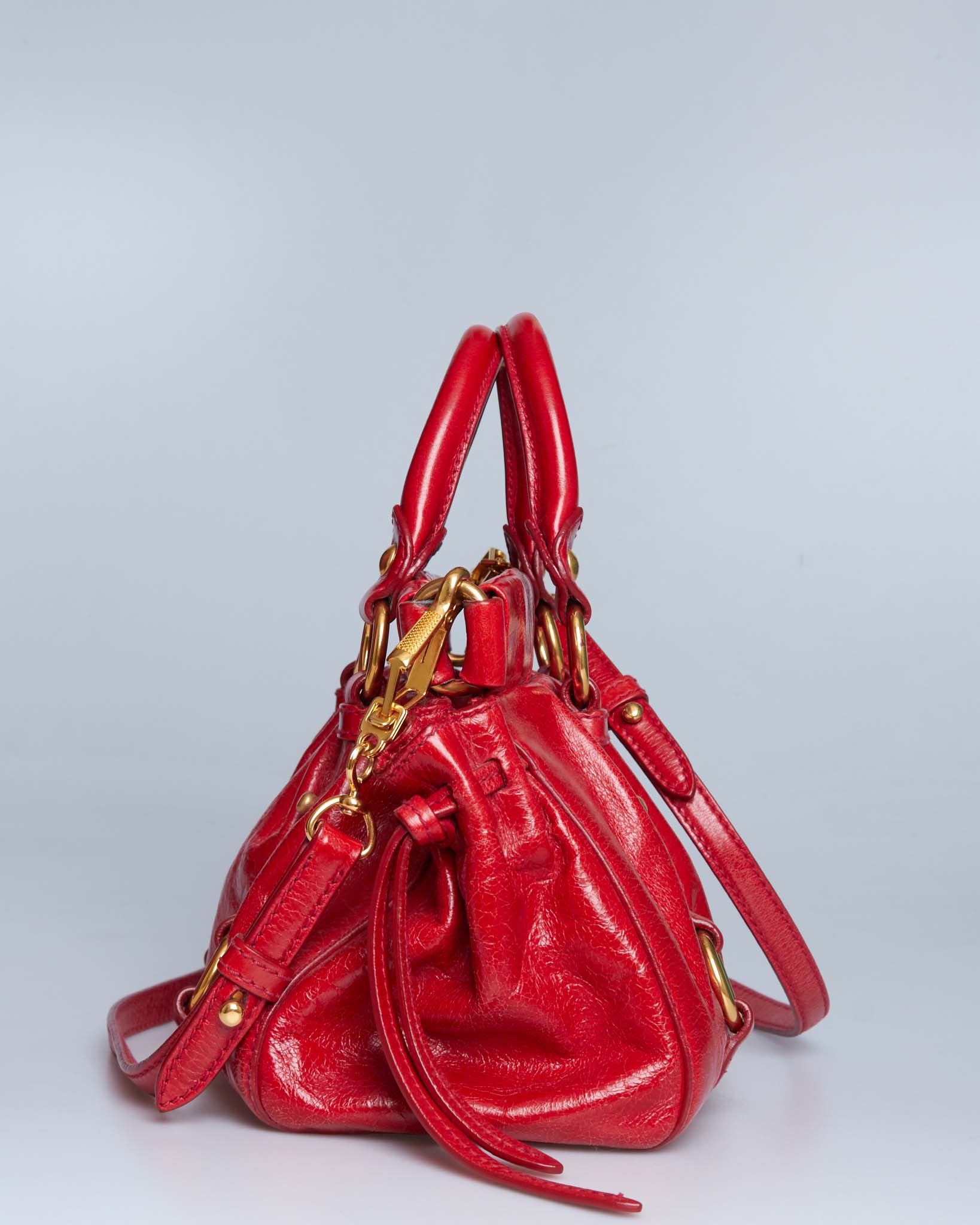 Miu Miu Vitello Lux Gathered Handle Bag