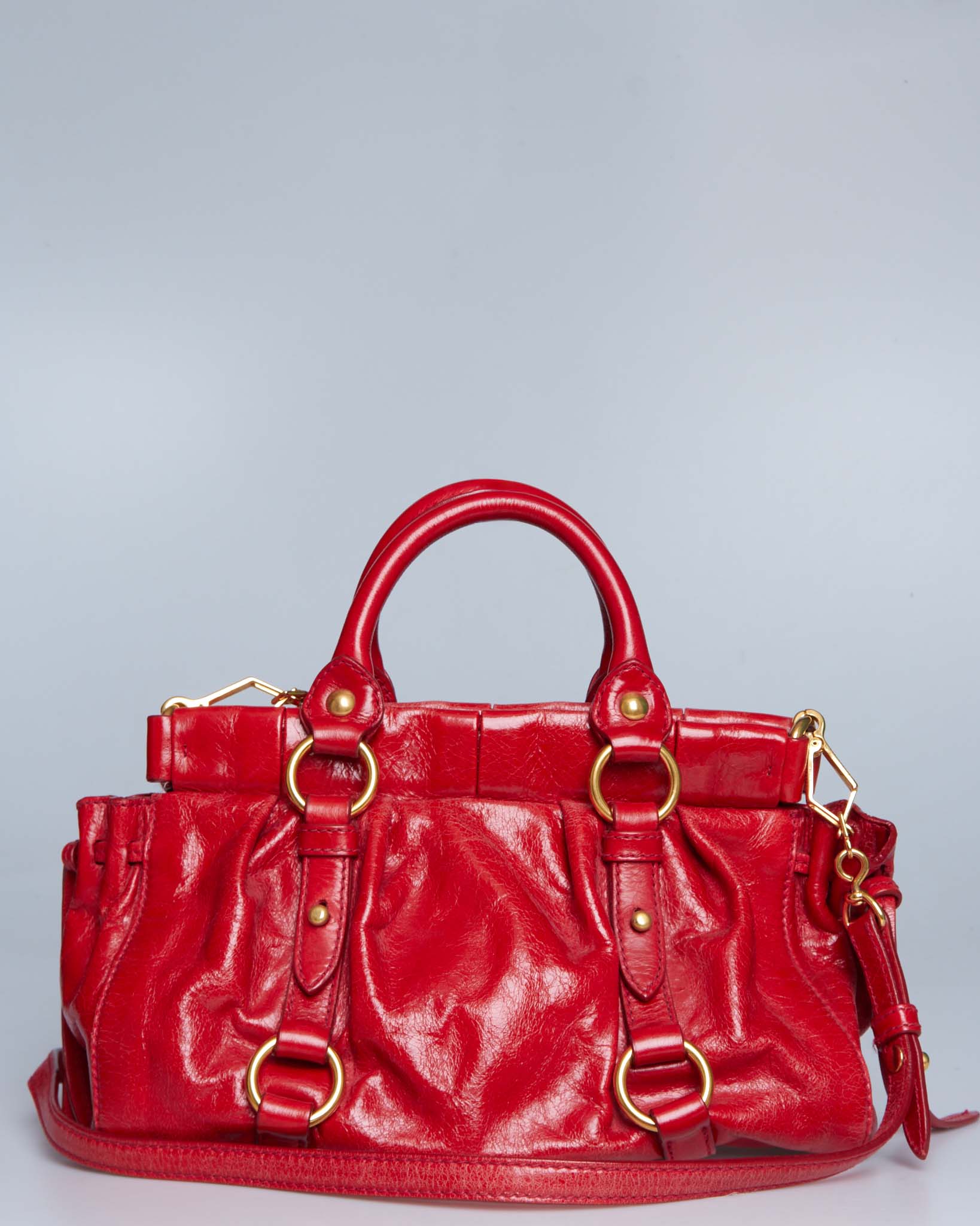 Miu Miu Vitello Lux Gathered Handle Bag