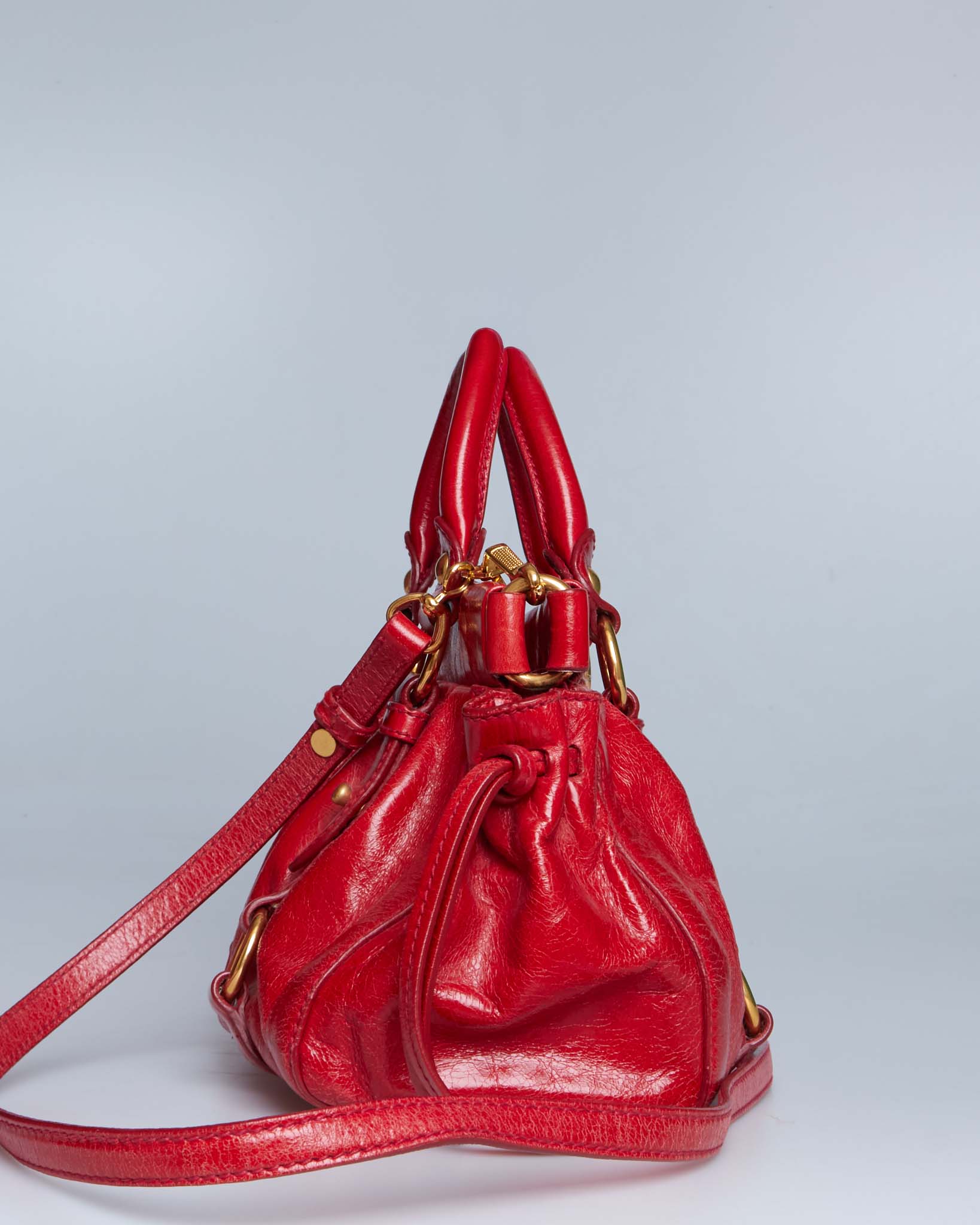 Miu Miu Vitello Lux Gathered Handle Bag