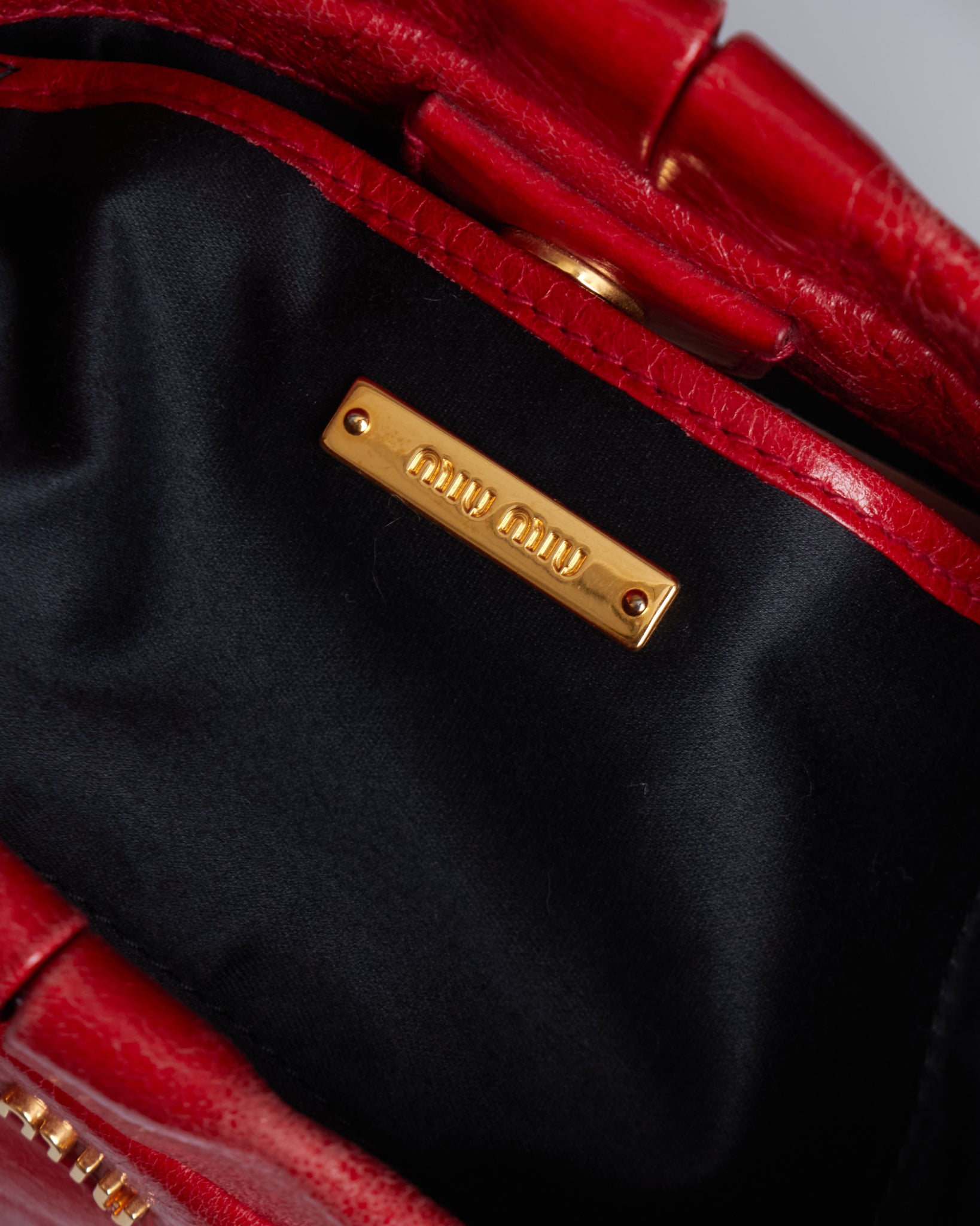 Miu Miu Vitello Lux Gathered Handle Bag